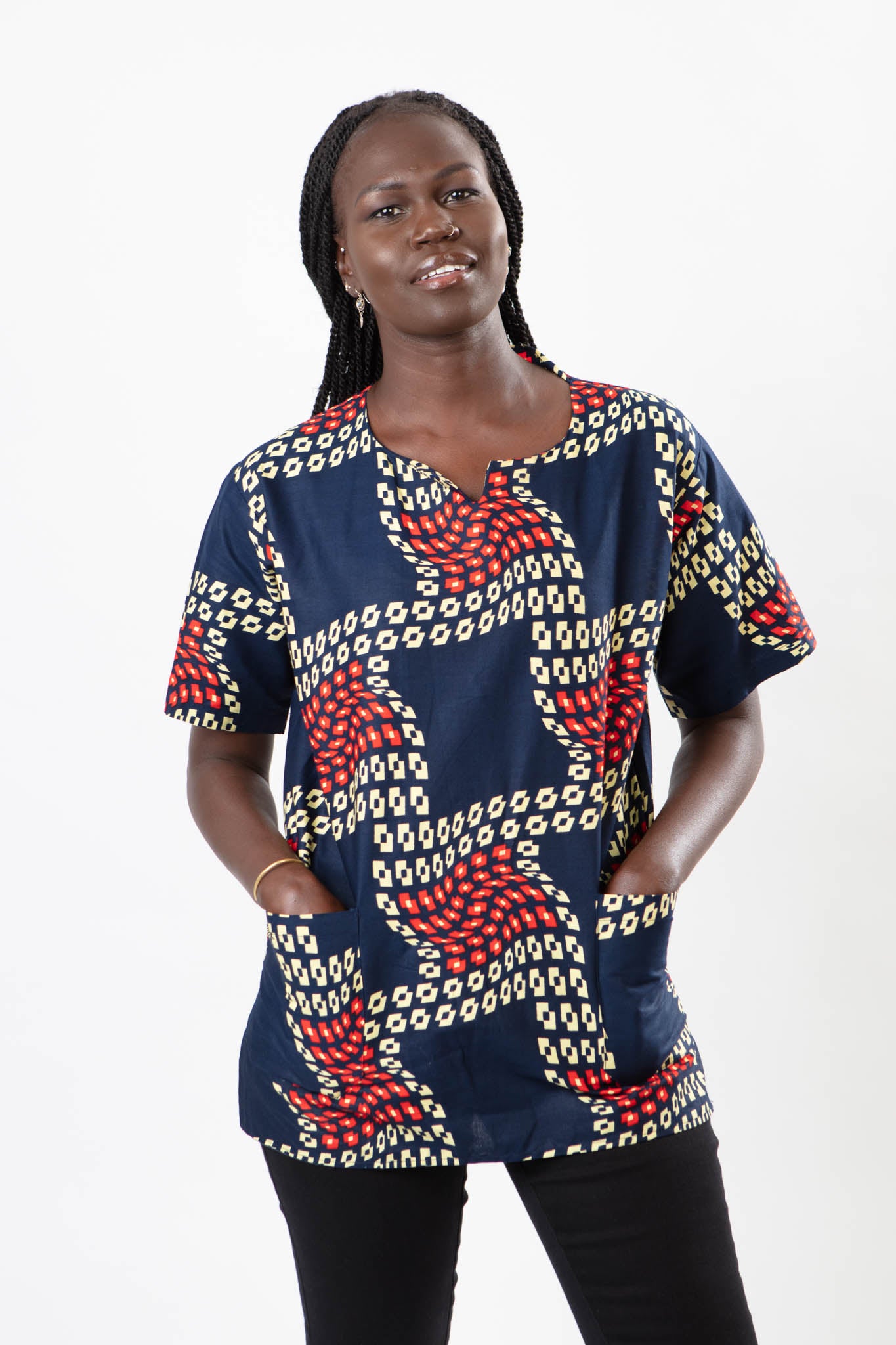 AFRICAN PRINT UNISEX WAVY TILES TOP