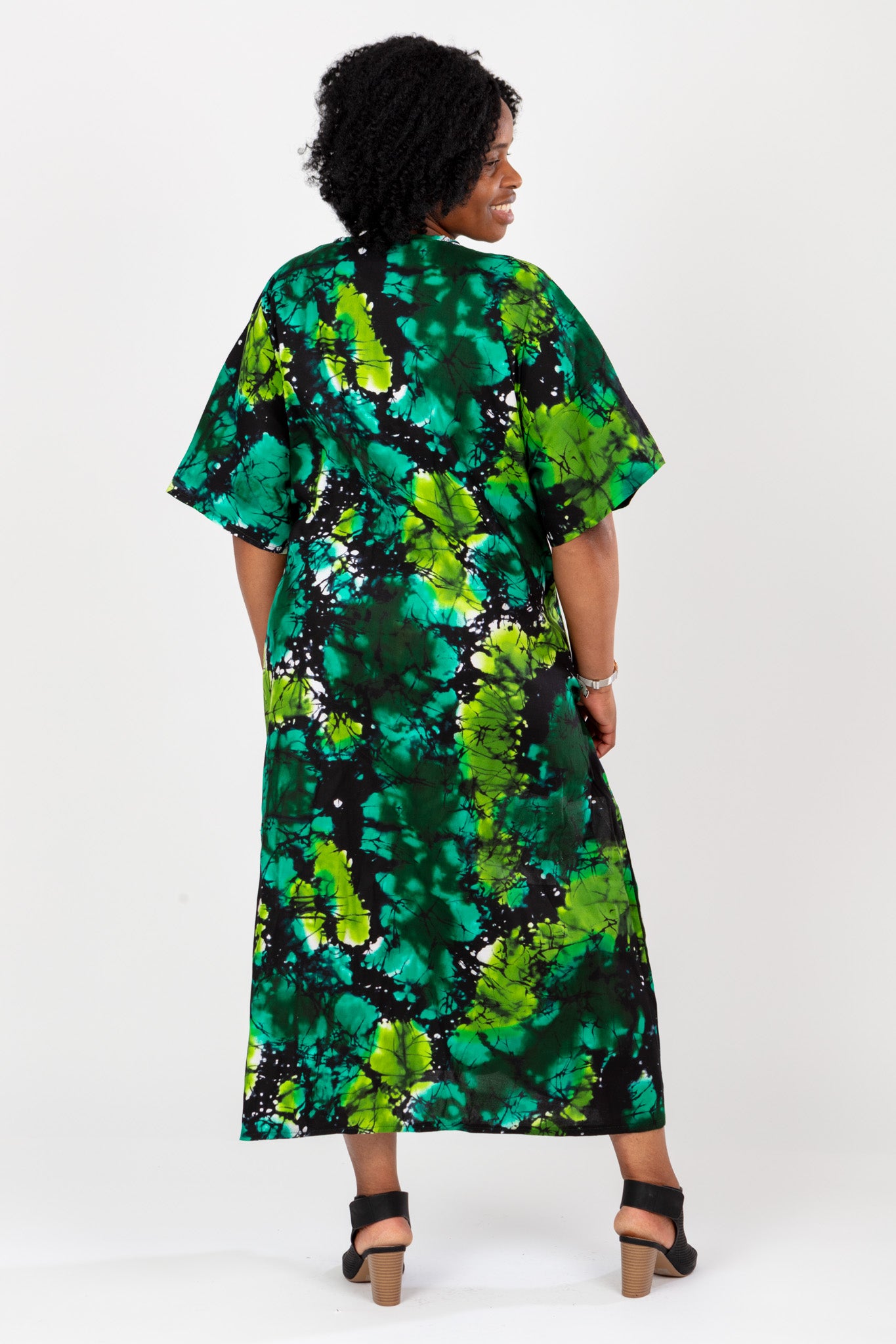 PLUS SIZE AFRICAN PRINT LADIES MAXI GREEN ANKARA DRESS