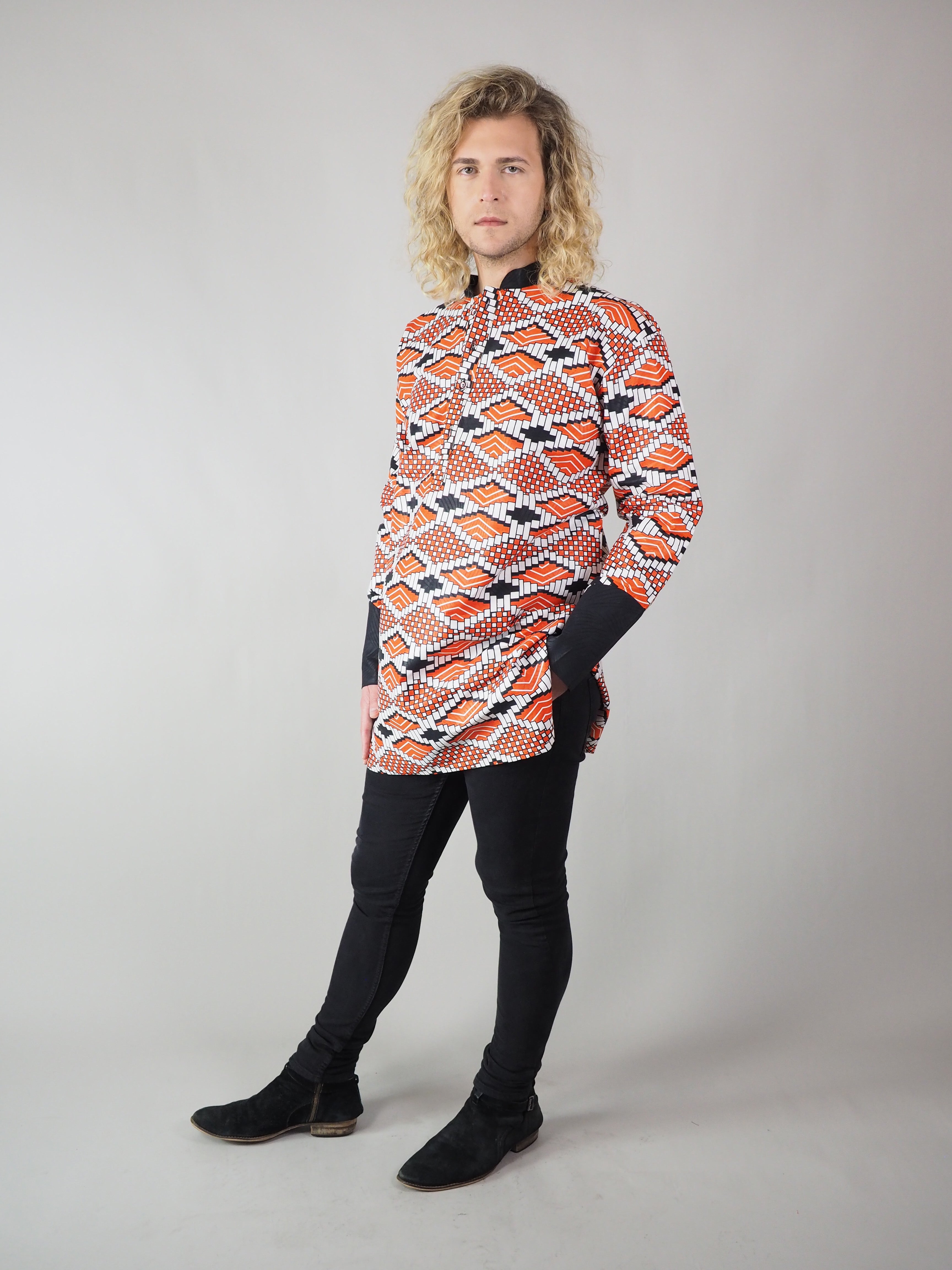 TAPOA AFRICAN PRINT MEN'S LONG SLEEVE SHIRT - Afreekline