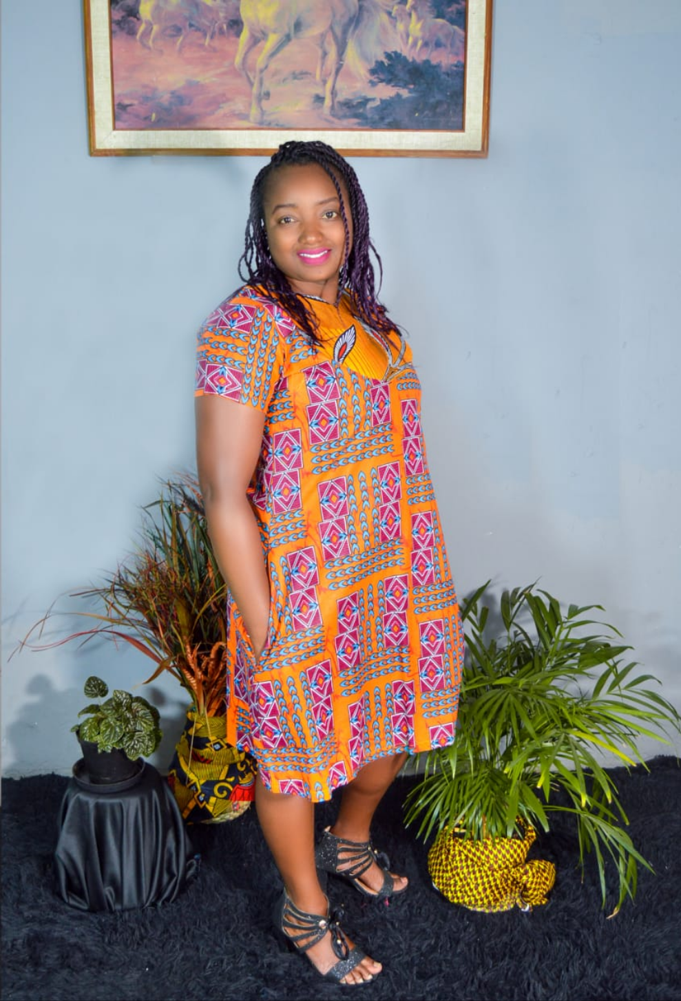 AFRICAN PRINT LADIES ANKARA MID DRESS