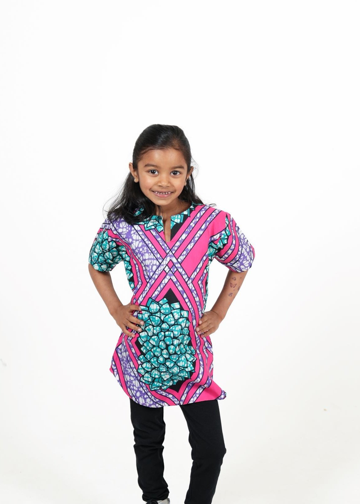 Bright Bloom  Kids' African Print Dress Top