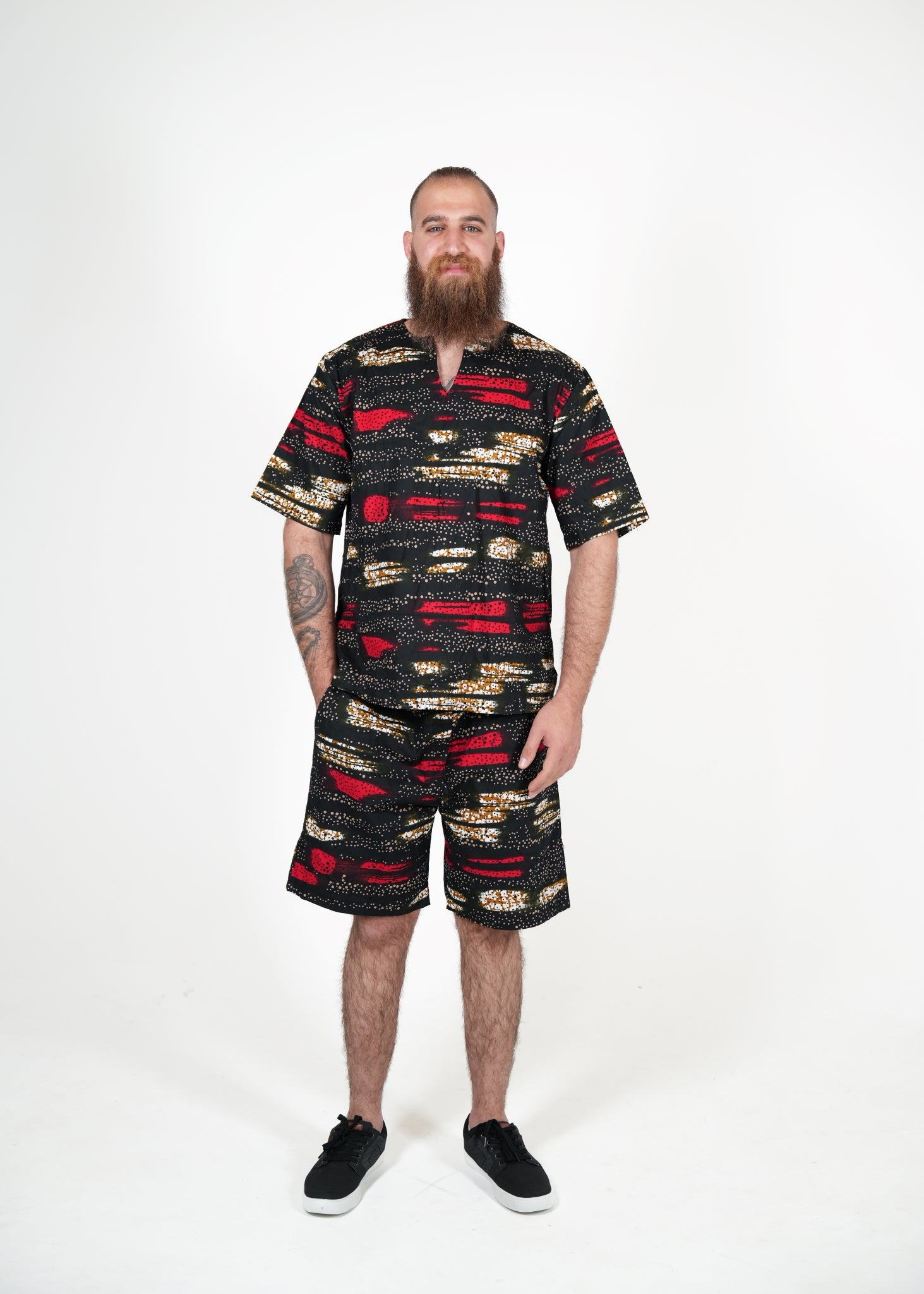 Sunset Rhythm African Print Male Two-Piece Set