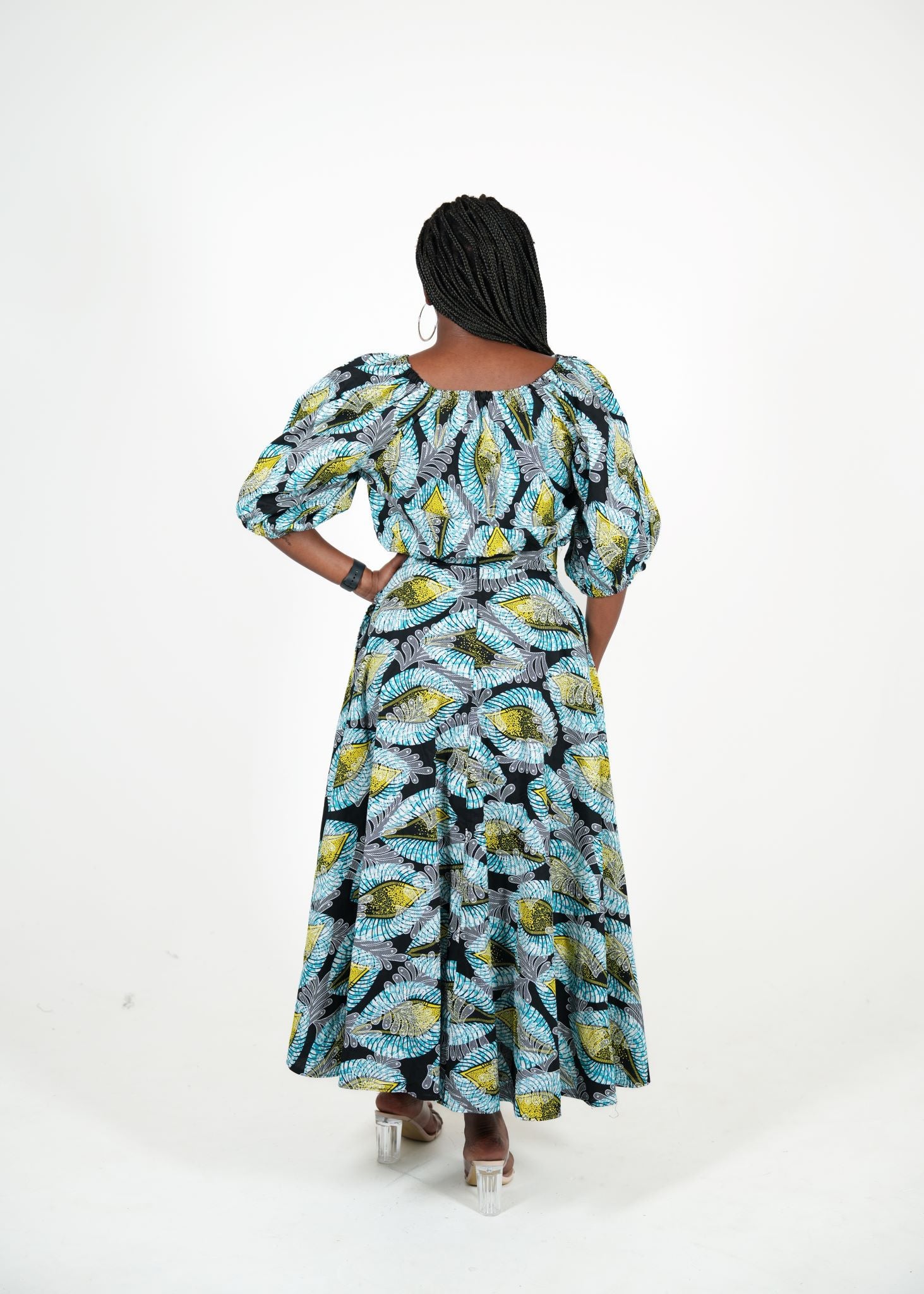 Lea African Print Off-Shoulder Maxi Skirt Set