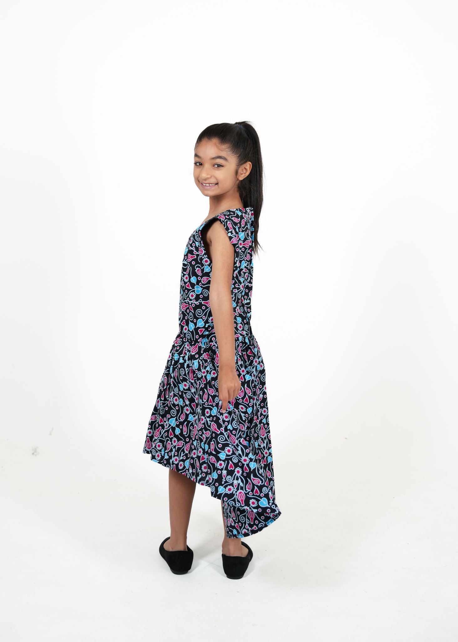 Kids' Blossom Charm African Print High-Low Dress