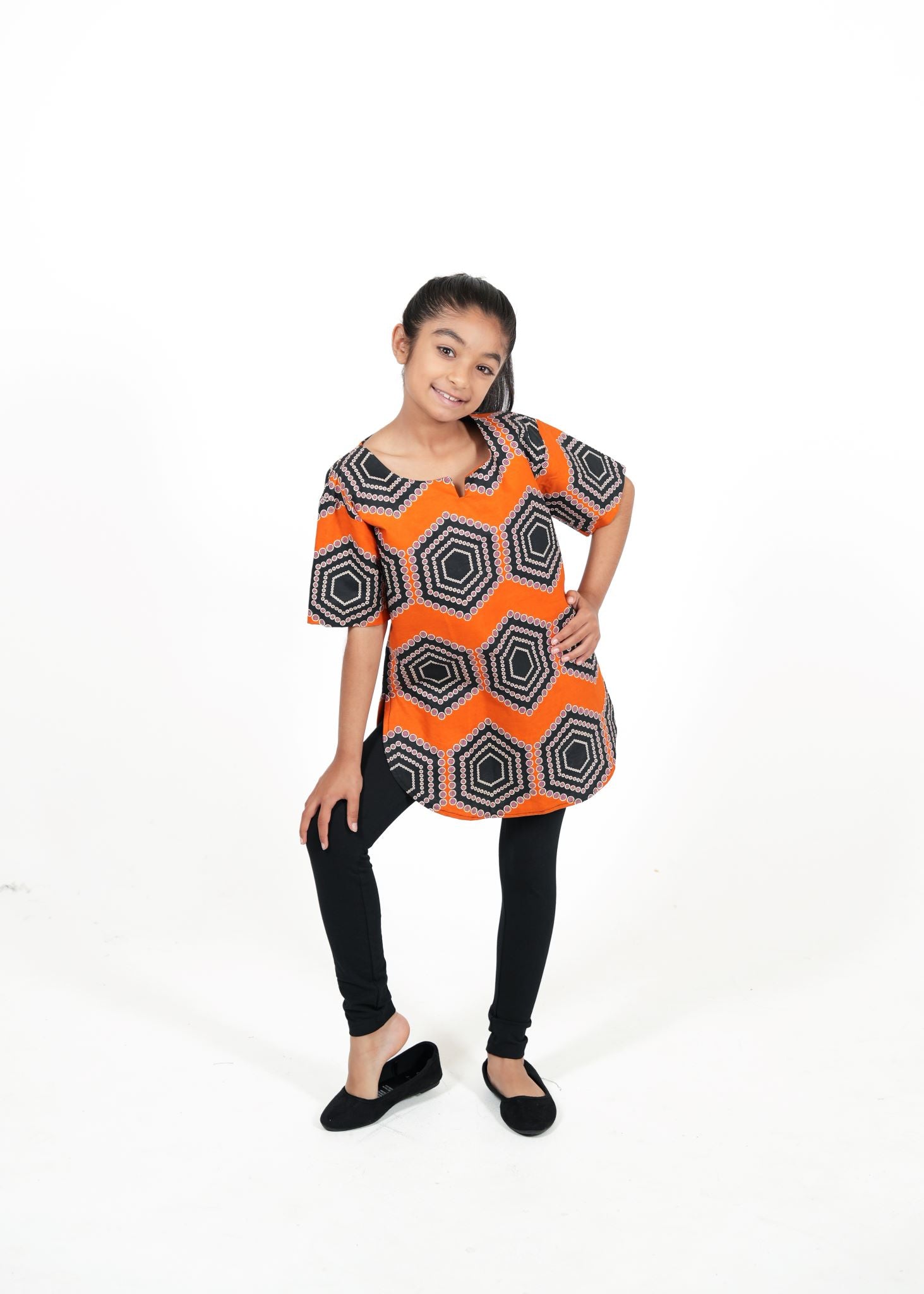 Unisex Kids' Hexagon African Print Shirt