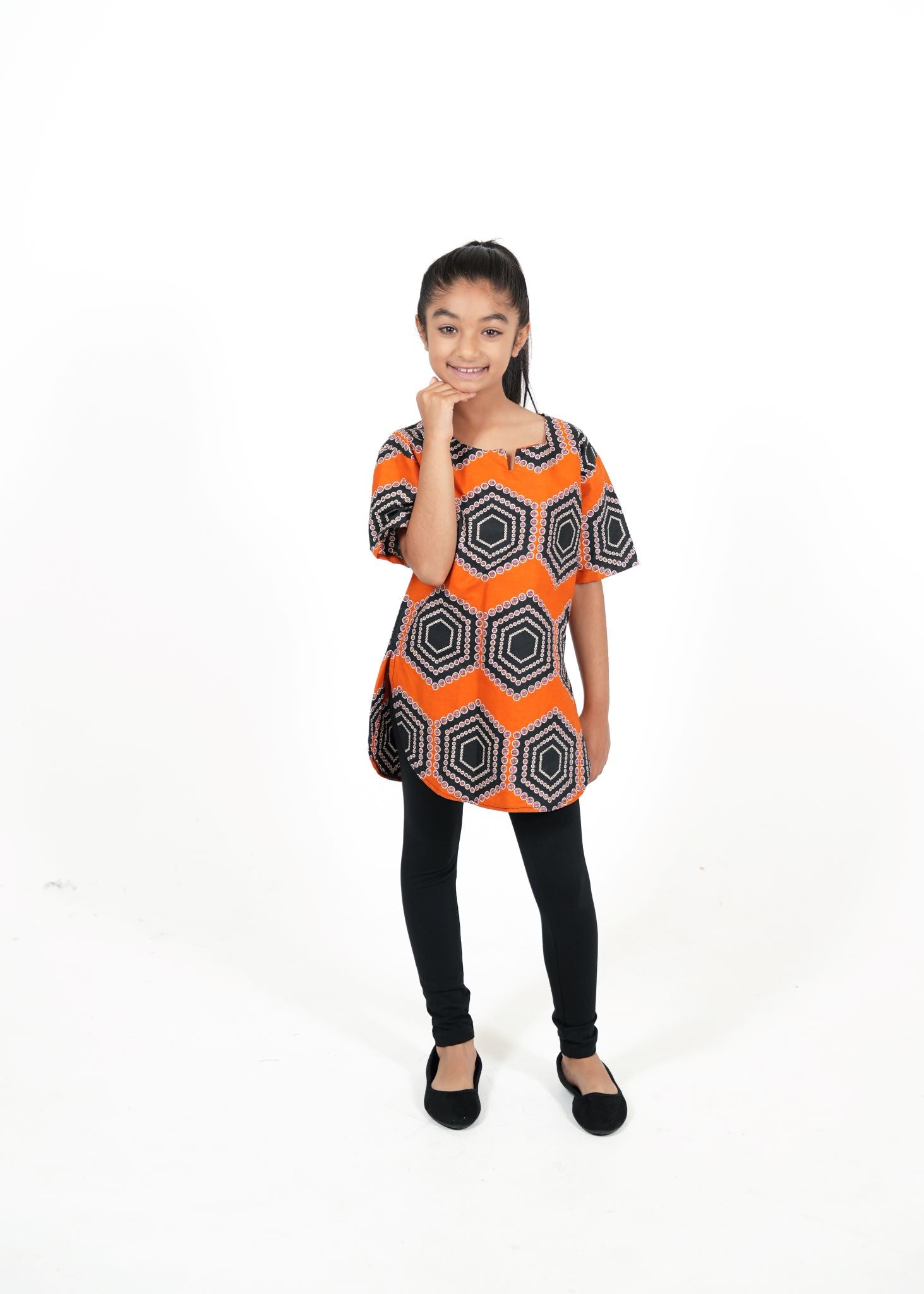 Unisex Kids' Hexagon African Print Shirt