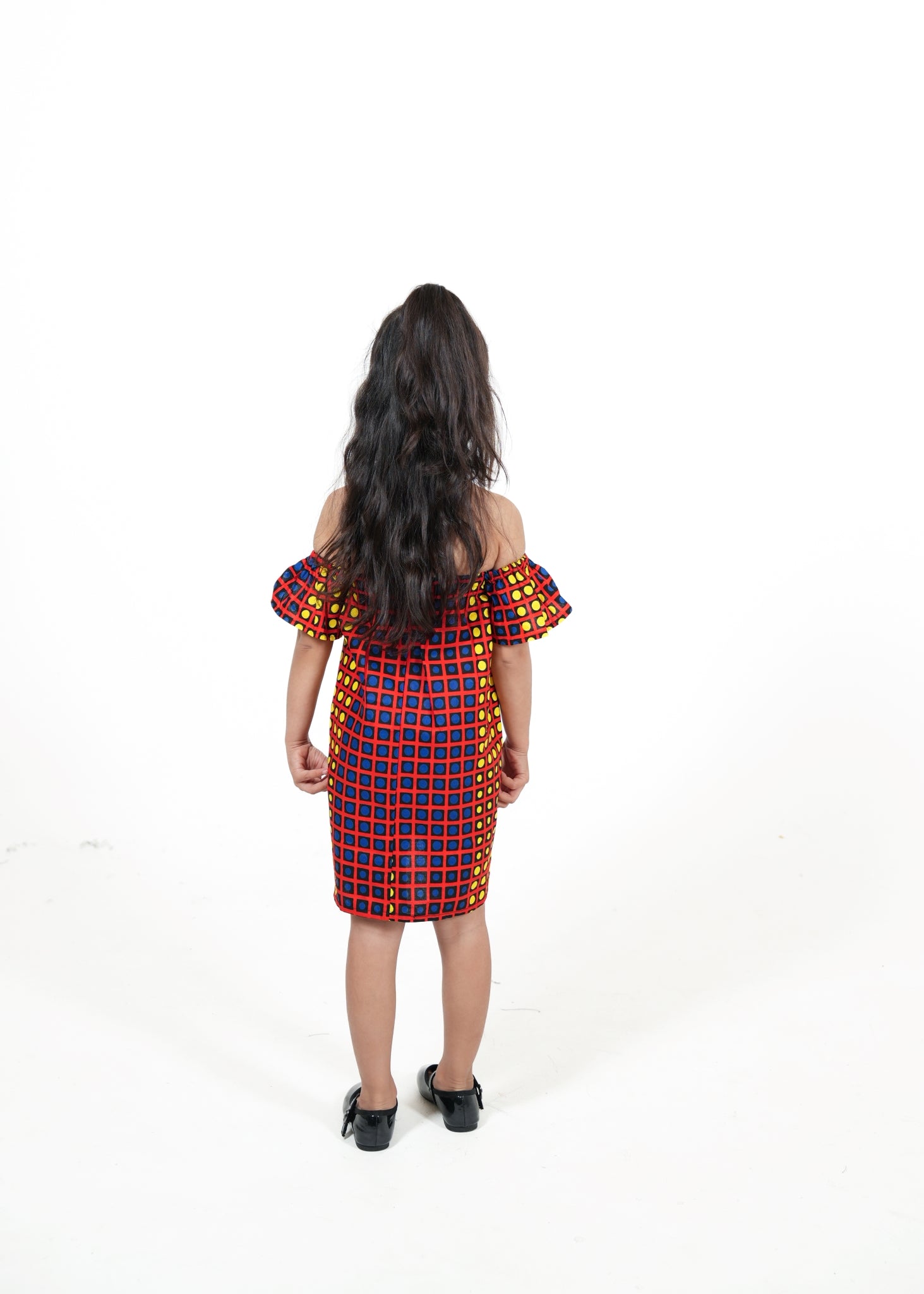 Amaira African Print Off-Shoulder Kids Dress