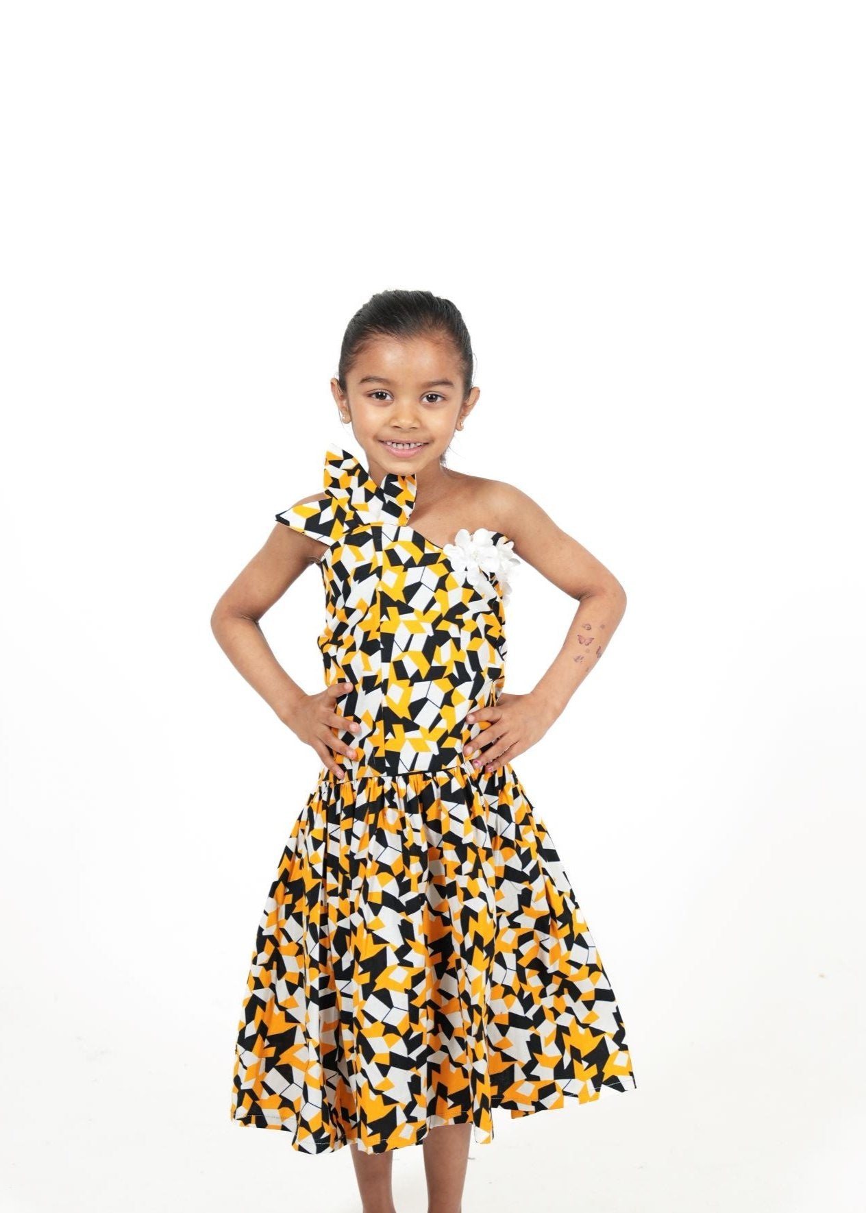 Midnight Magic African Print Kids Dress