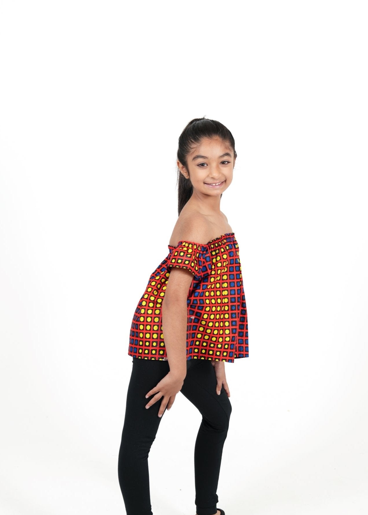 Prisca African Print Off-Shoulder Kids Top