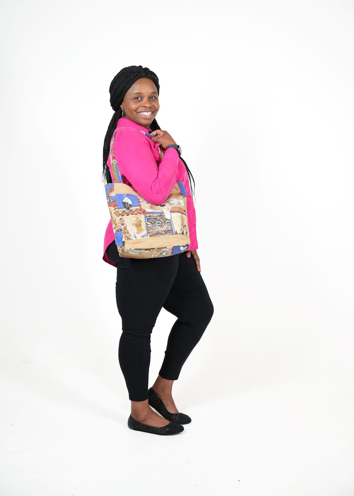 African Patched Batik and Sack Tote Bag