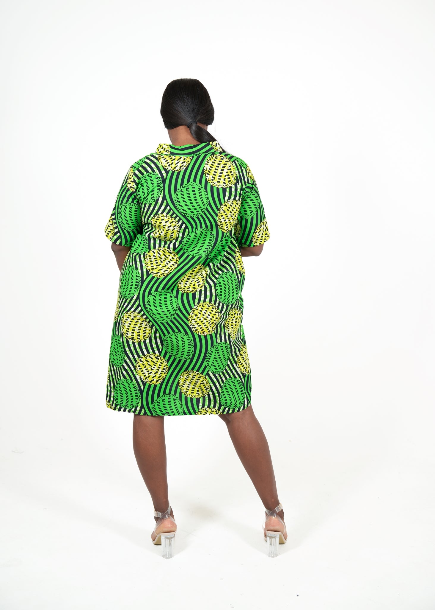 Verdant Waves African Print Dress