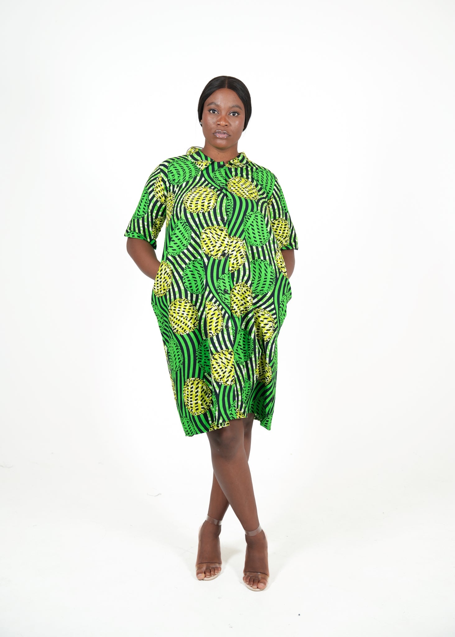 Verdant Waves African Print Dress