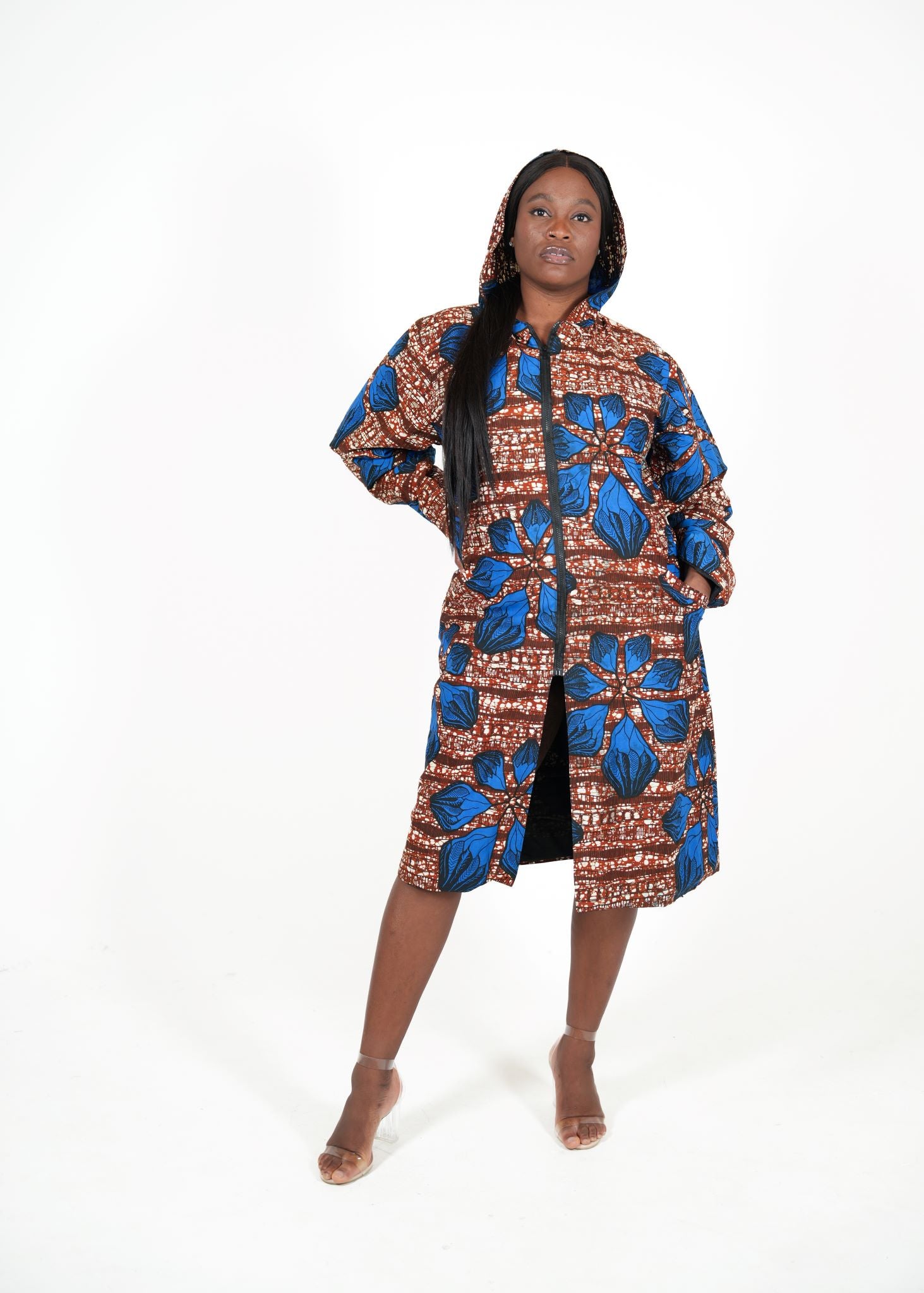 Royal Bloom Hooded African Print Coat