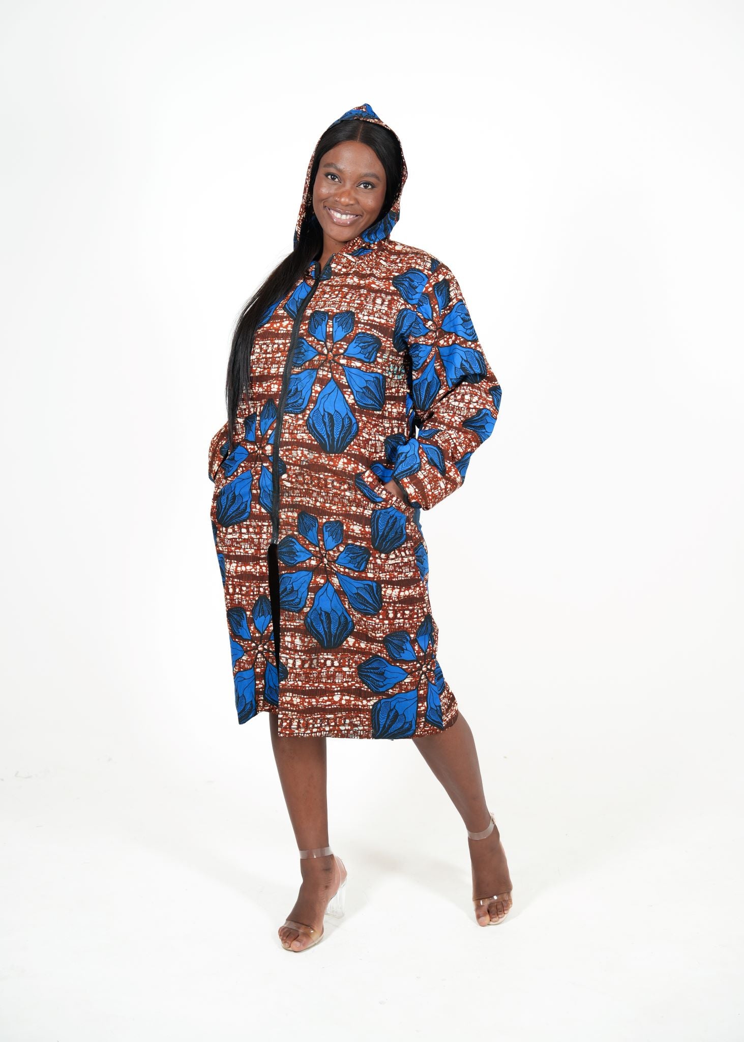 Royal Bloom Hooded African Print Coat