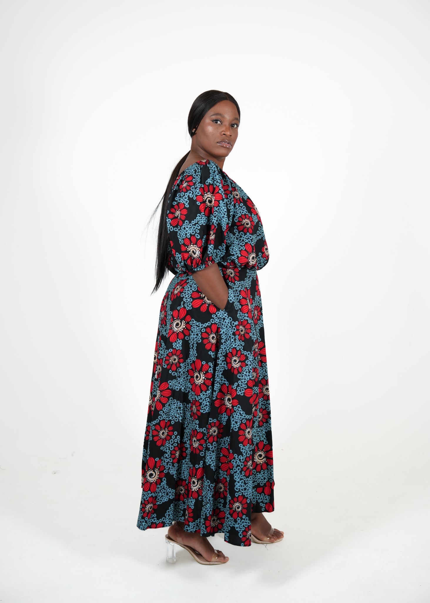 Mutarike Off-Shoulder African Print Floral Maxi Skirt Set