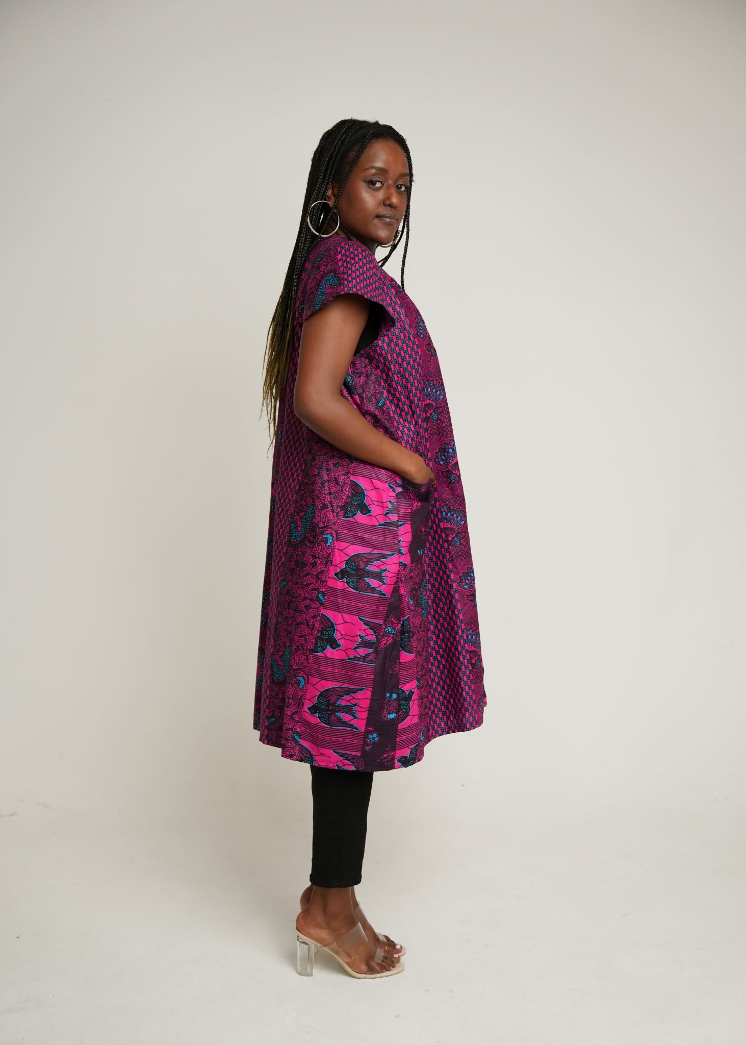 Fuchsia African Print Kimono Jacket