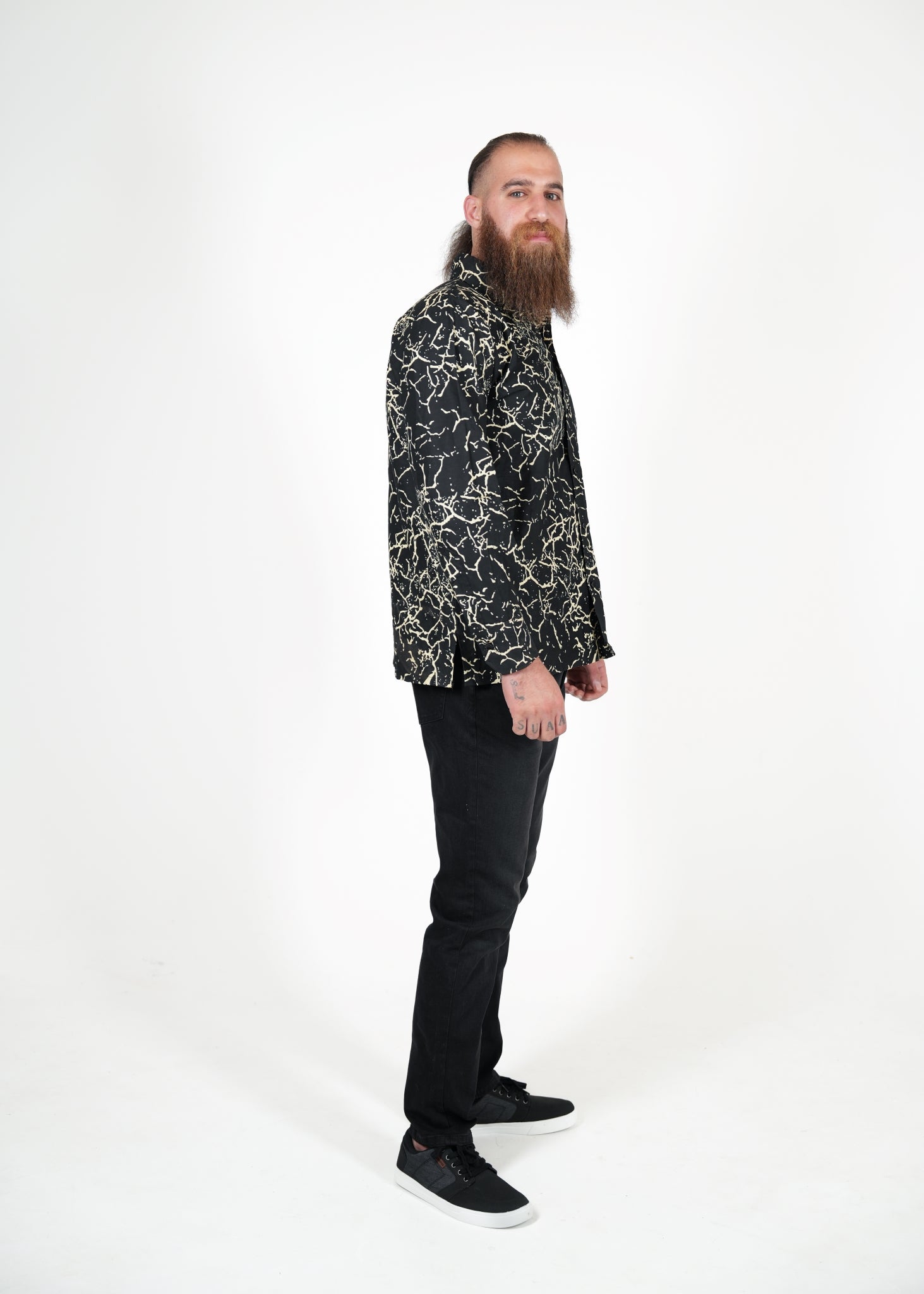 Midnight Crackle African Print Long Sleeve Shirt