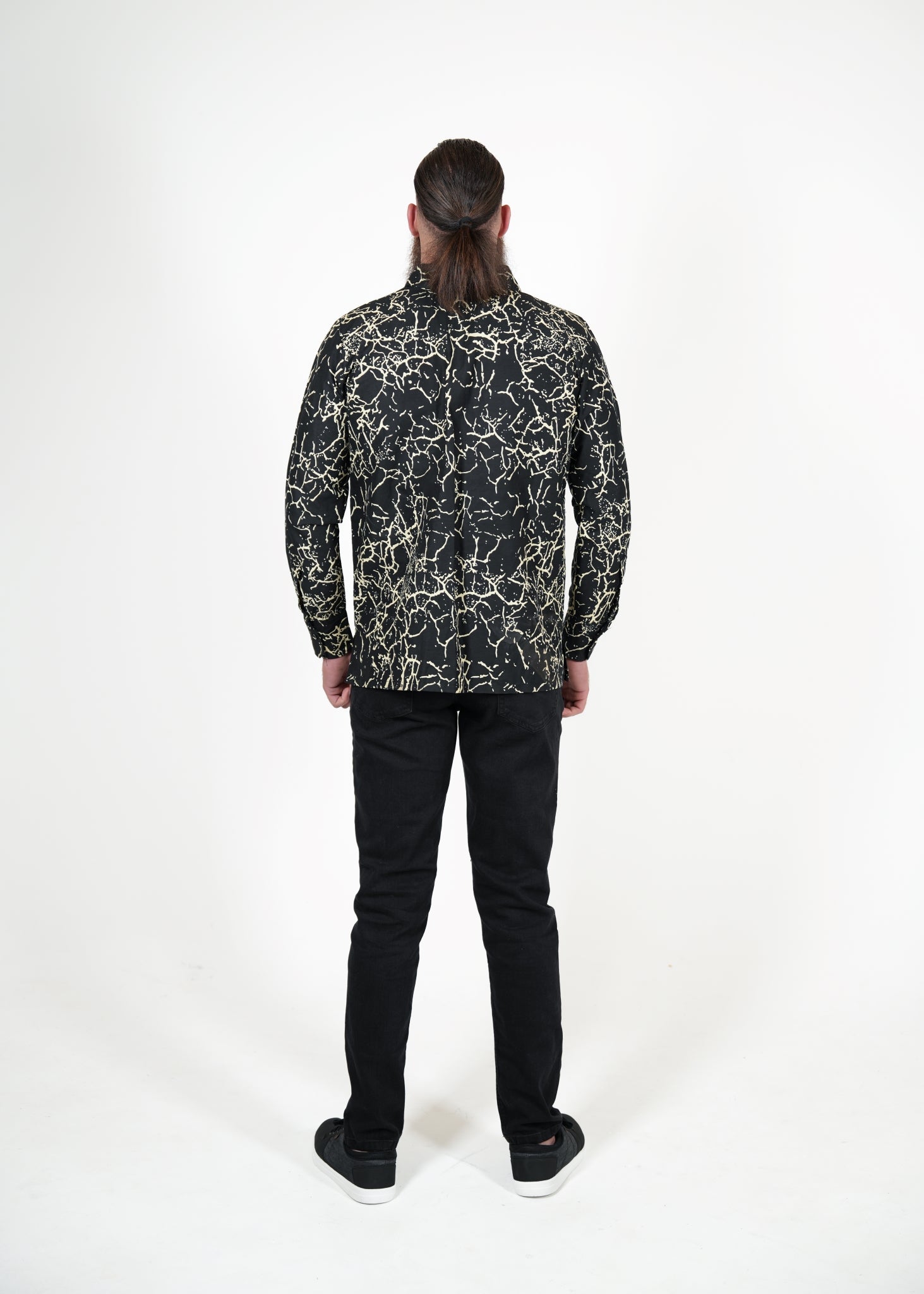 Midnight Crackle African Print Long Sleeve Shirt