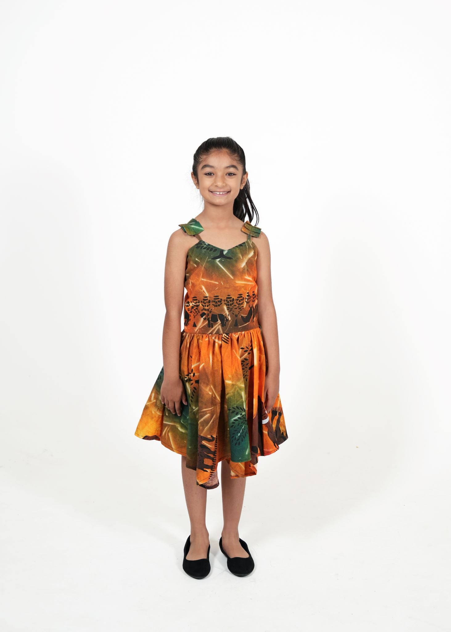 Hand Painted African Sunset and Animals Mariyana Batik Sleeveless Dress