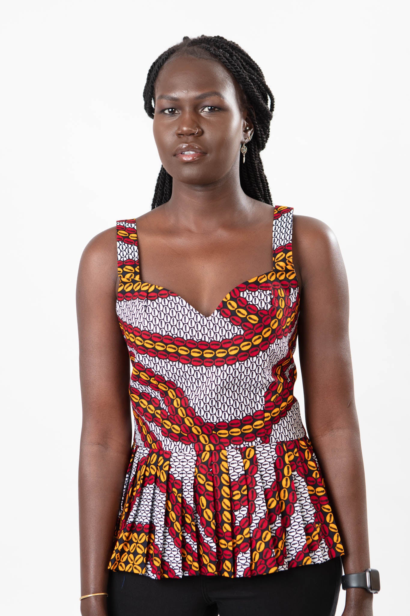 AFRICAN PRINT LADIES COFFEE BEAN TOP