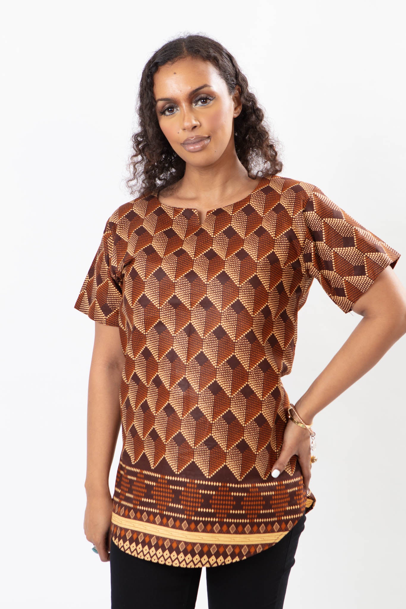 African Print Brown Diamond Unisex Shirt