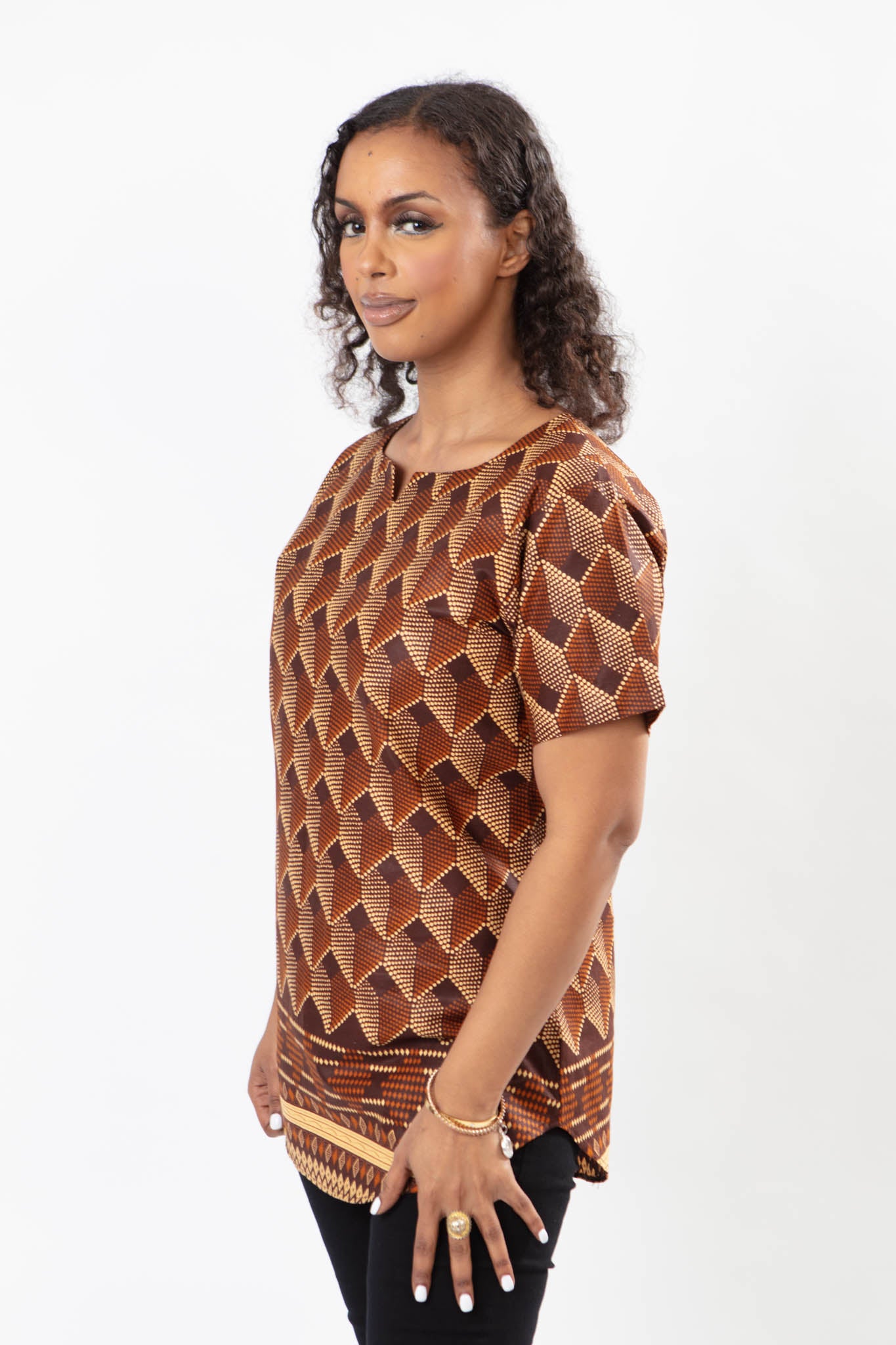 African Print Brown Diamond Unisex Shirt