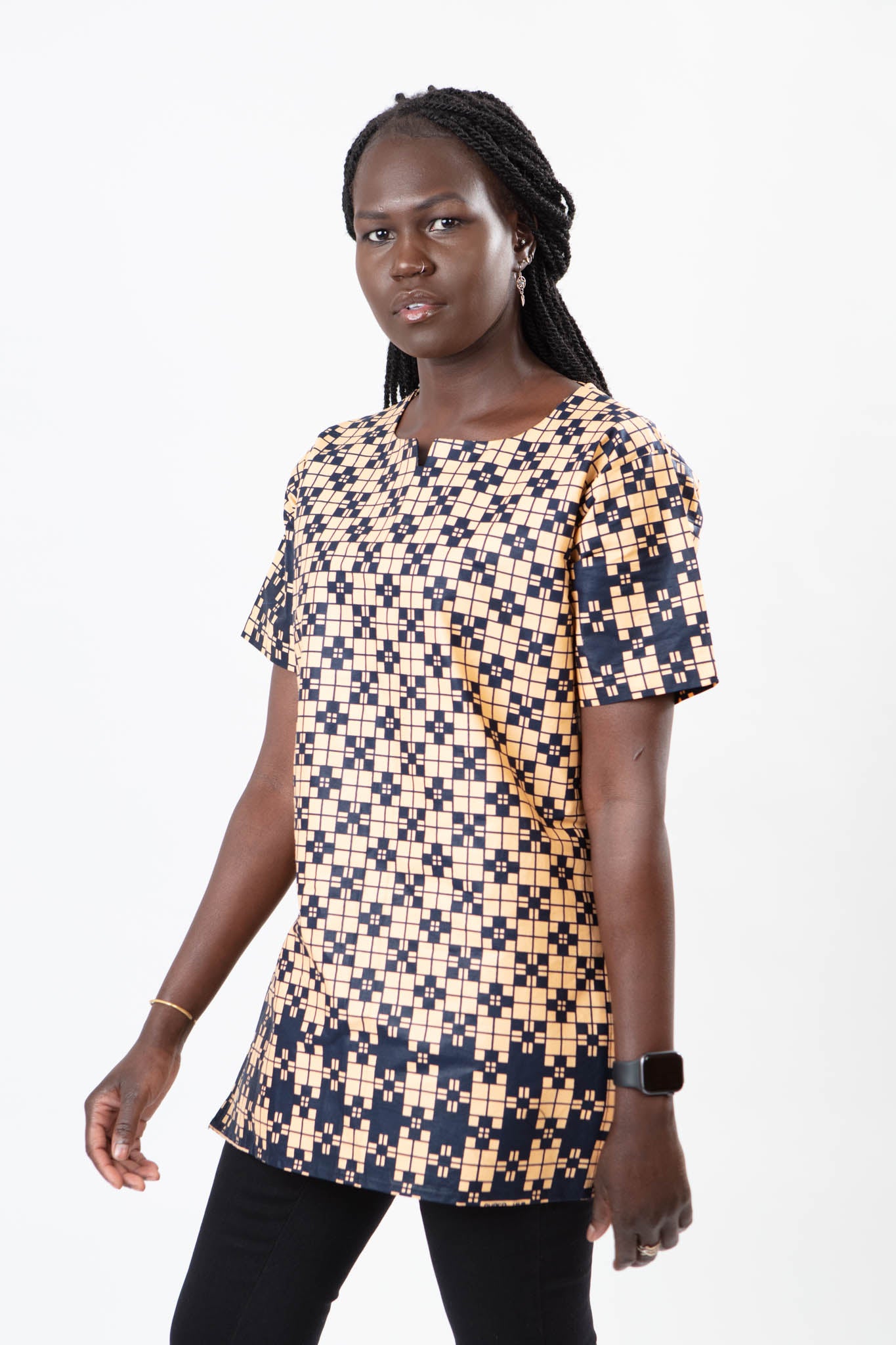 AFRICAN PRINT LADIES BOX PATTERNED SHIRT