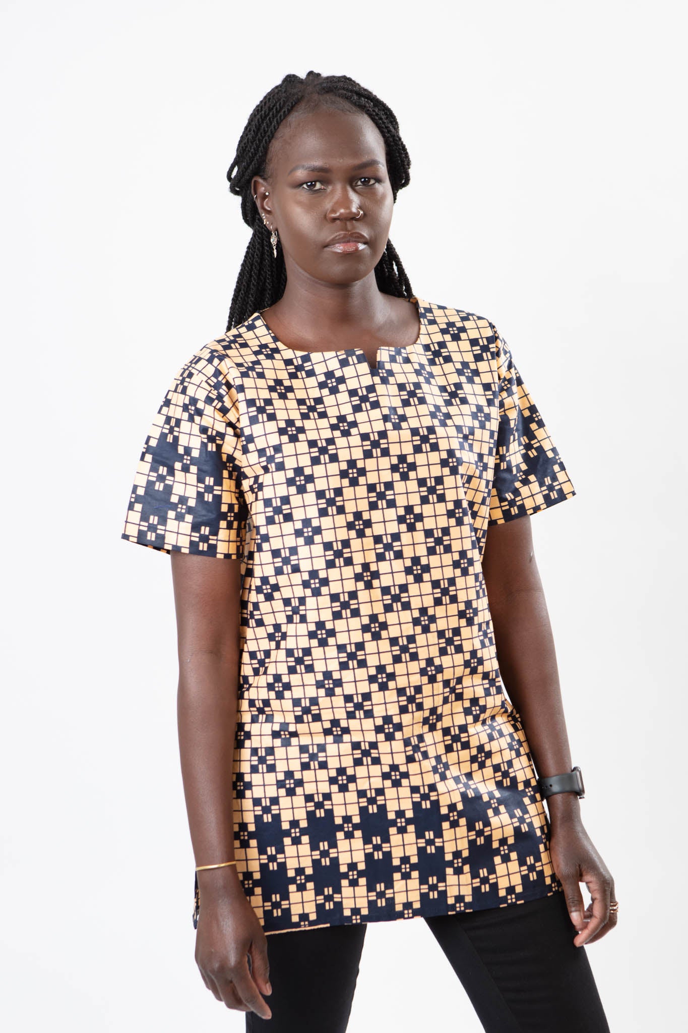 AFRICAN PRINT UNISEX BOX PATTERNED SHIRT