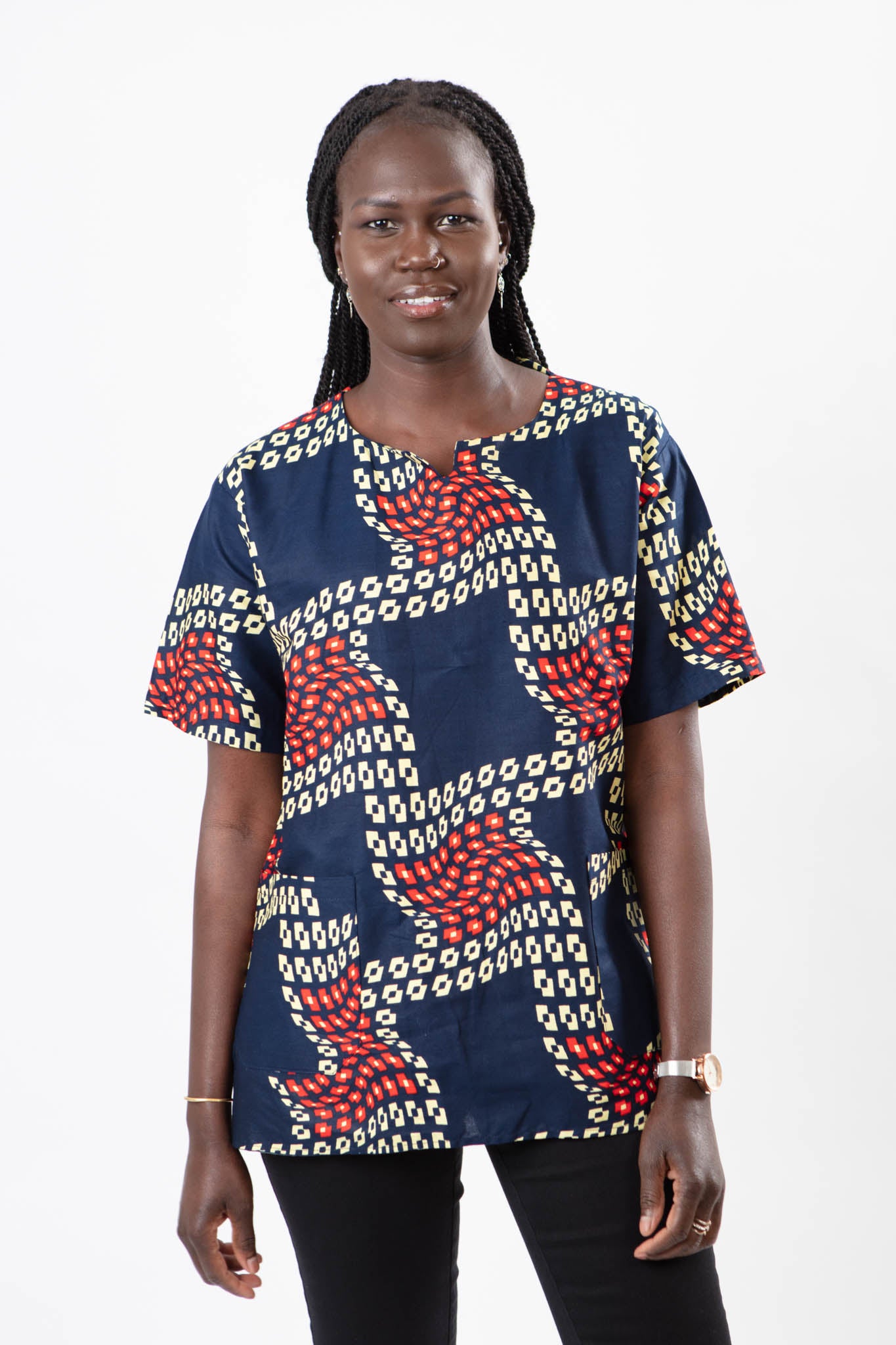 AFRICAN PRINT UNISEX WAVY TILES TOP