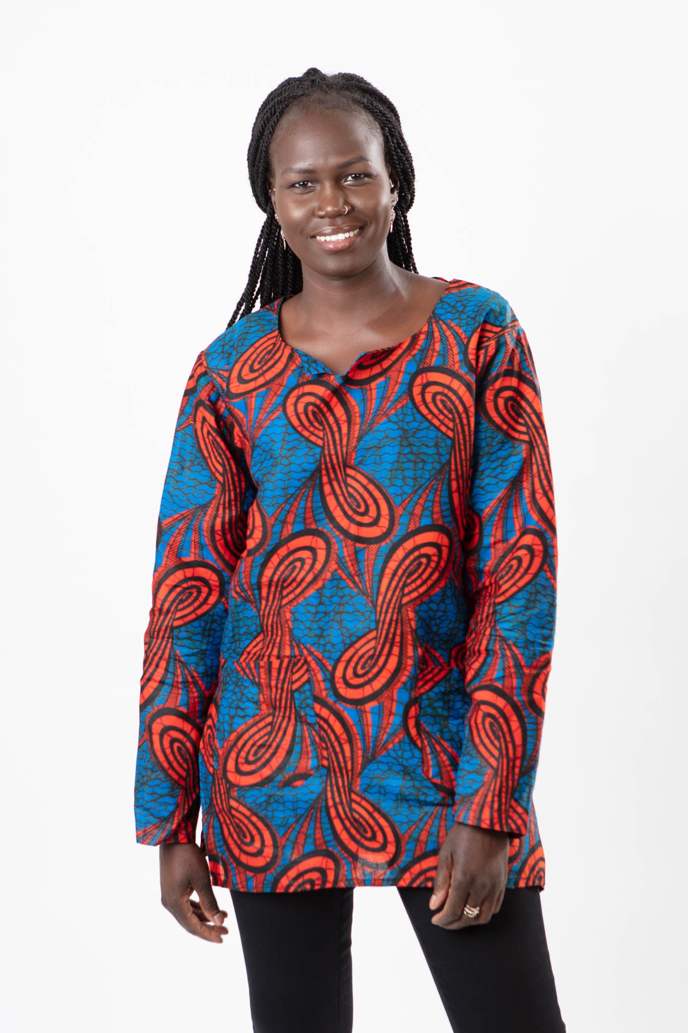 AFRICAN PRINT LADIES BOWTIE PATTERN SHIRT