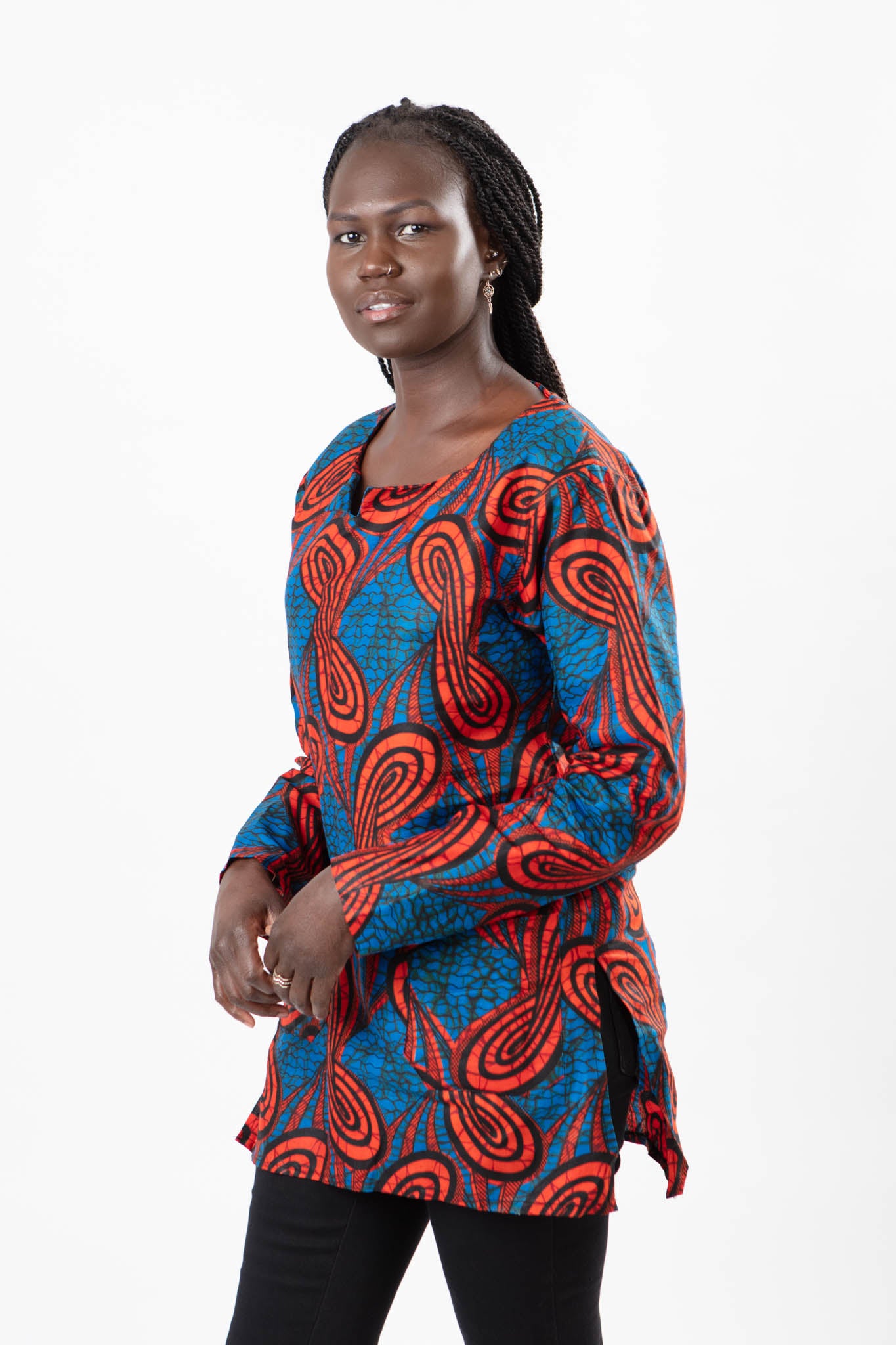 AFRICAN PRINT LADIES BOWTIE PATTERN SHIRT