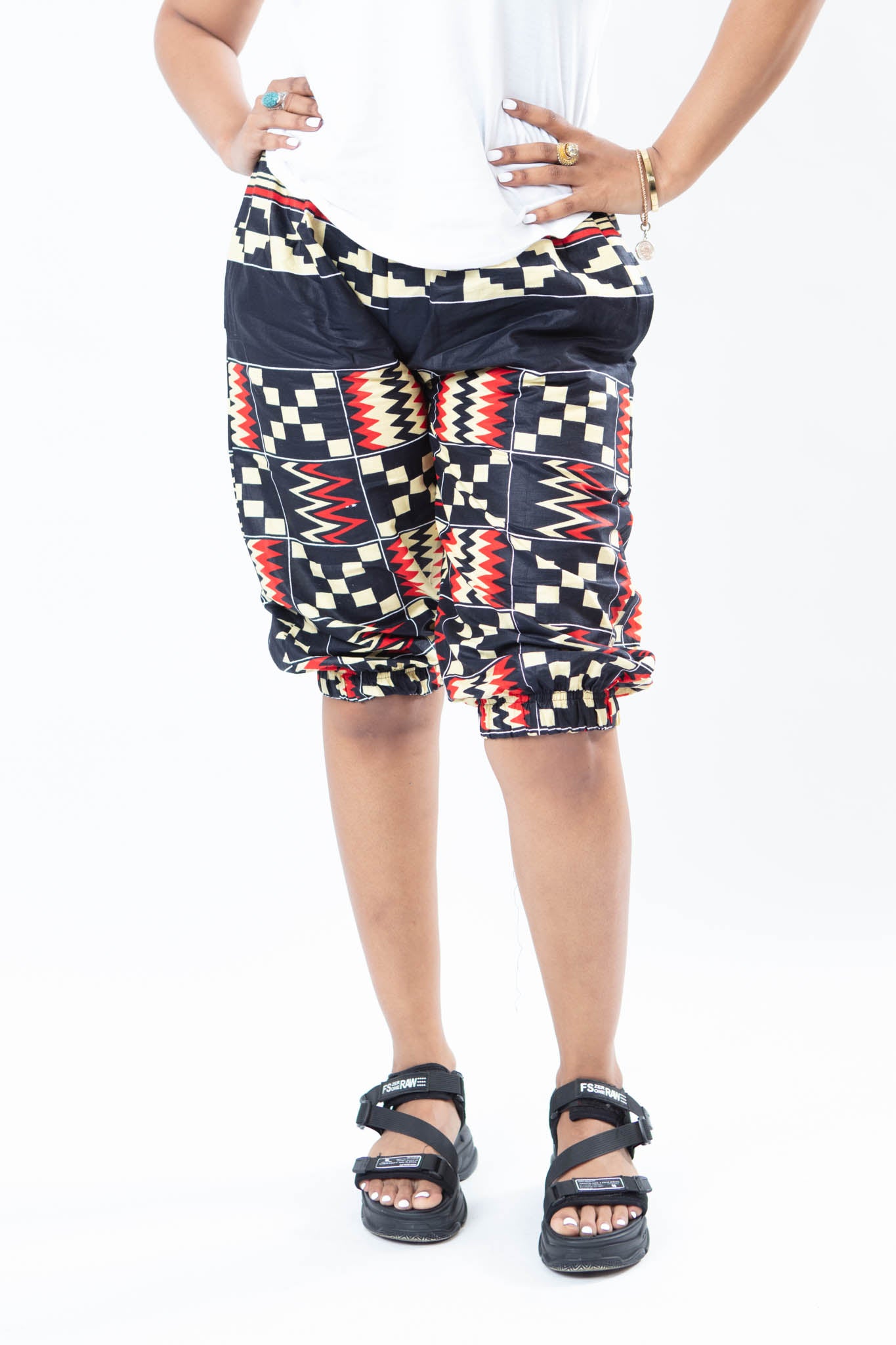 AFRICAN PRINT UNISEX PATTERN ELASTIC SHORTS