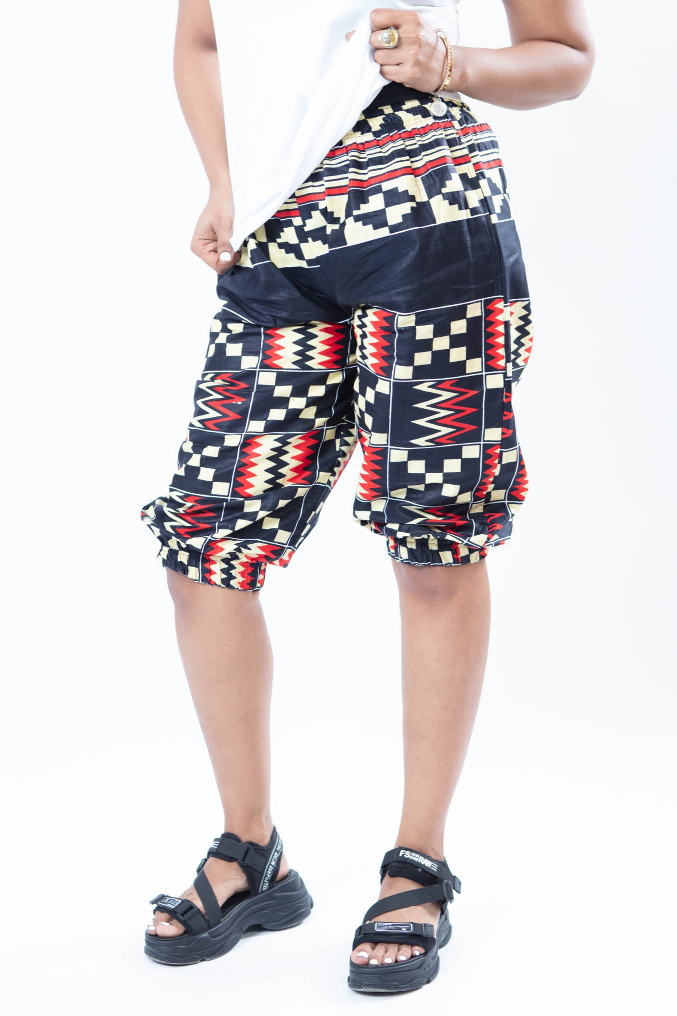 AFRICAN PRINT UNISEX PATTERN ELASTIC SHORTS