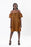 OFF-SHOULDER AFRICAN PRINT BROWN KNEE LENGTH DRESS