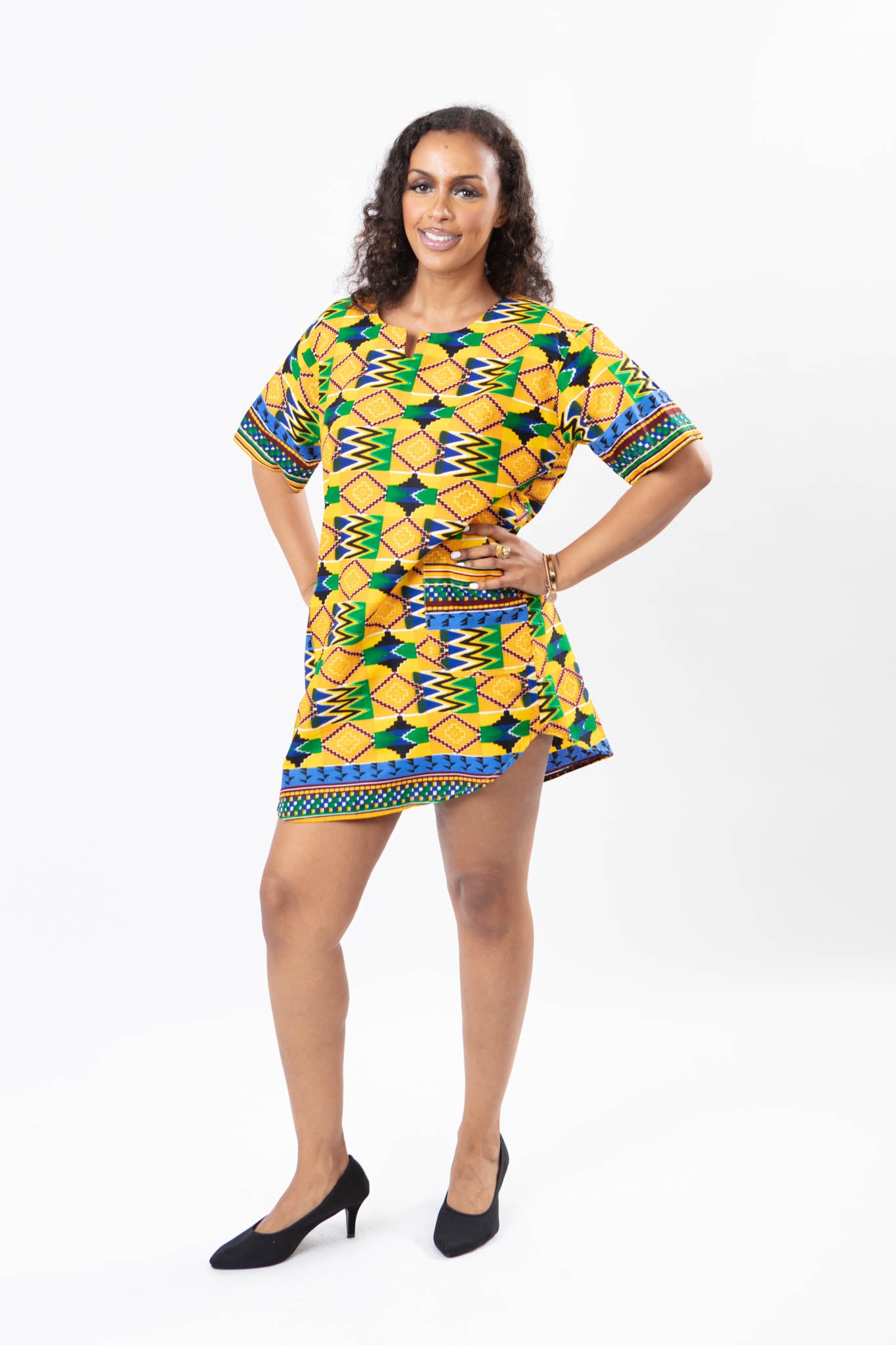 AFRICAN PRINT LADIES KENTE SHIRT DRESS