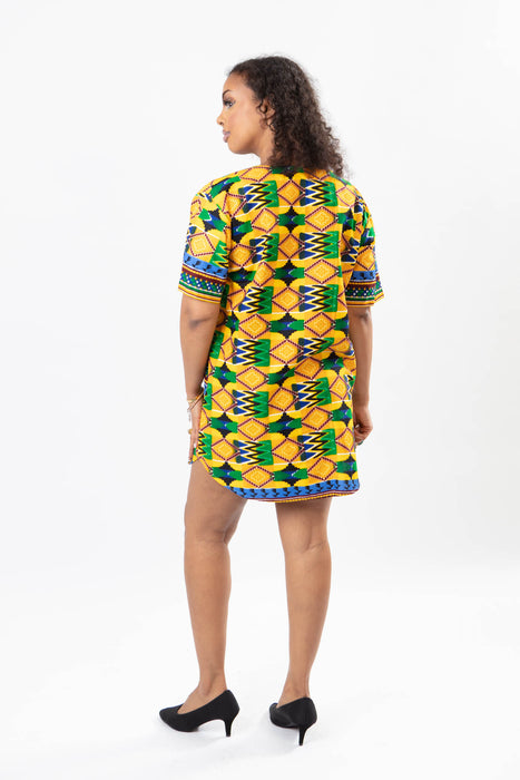 AFRICAN PRINT LADIES KENTE SHIRT DRESS