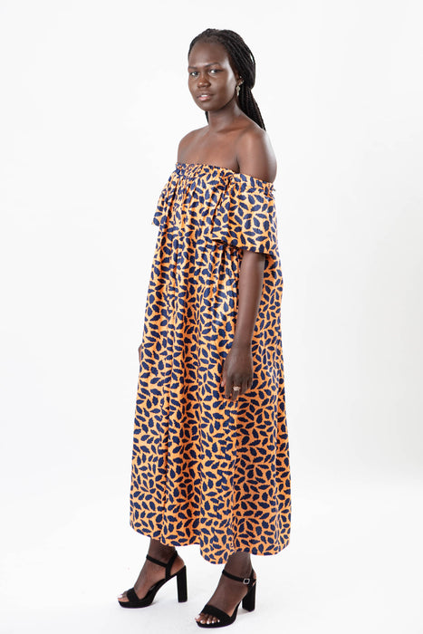 AFRICAN PRINT LADIES MAXI OFF-SHOULDER ANKARA DRESS