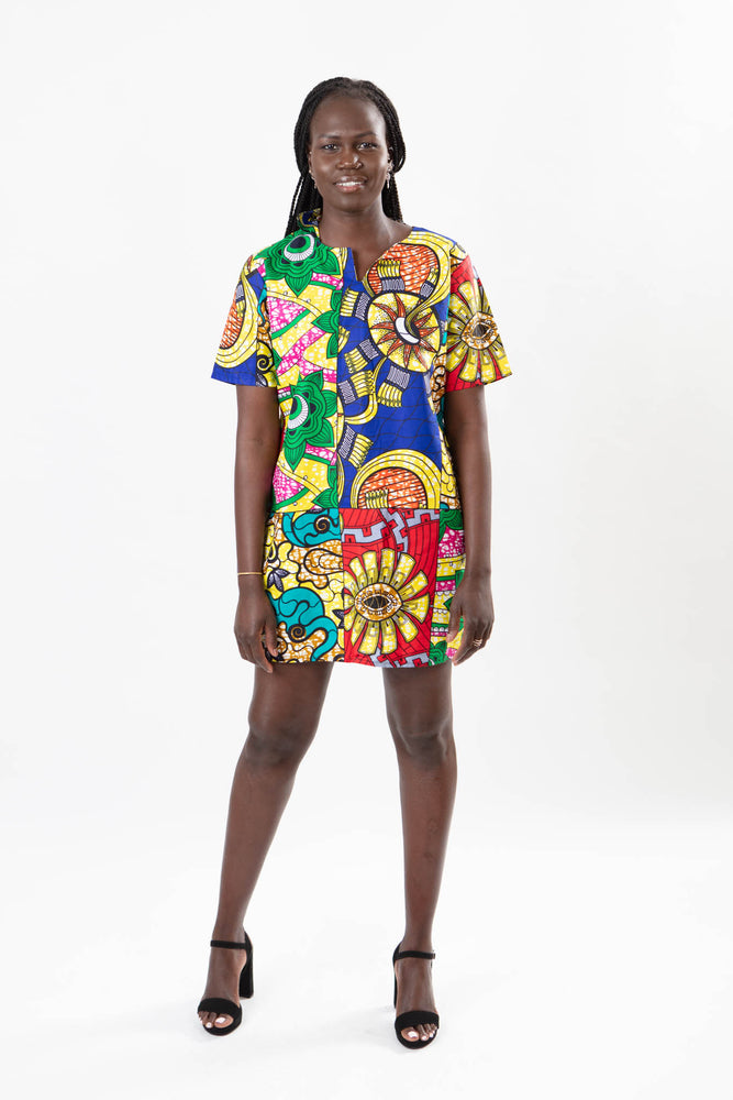 AFRICAN PRINT LADIES COLOURFUL MINI ANKARA DRESS