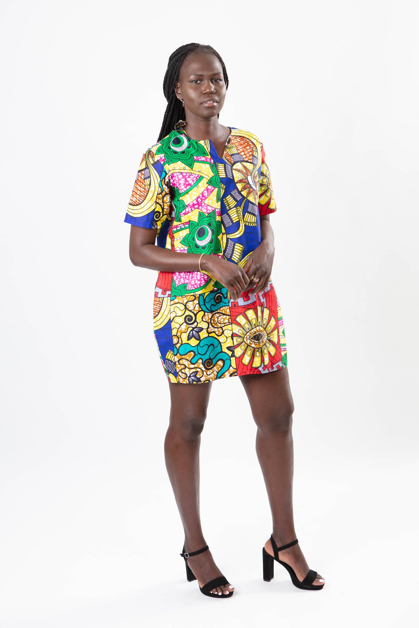 AFRICAN PRINT LADIES COLOURFUL MINI ANKARA DRESS