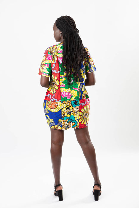 AFRICAN PRINT LADIES COLOURFUL MINI ANKARA DRESS