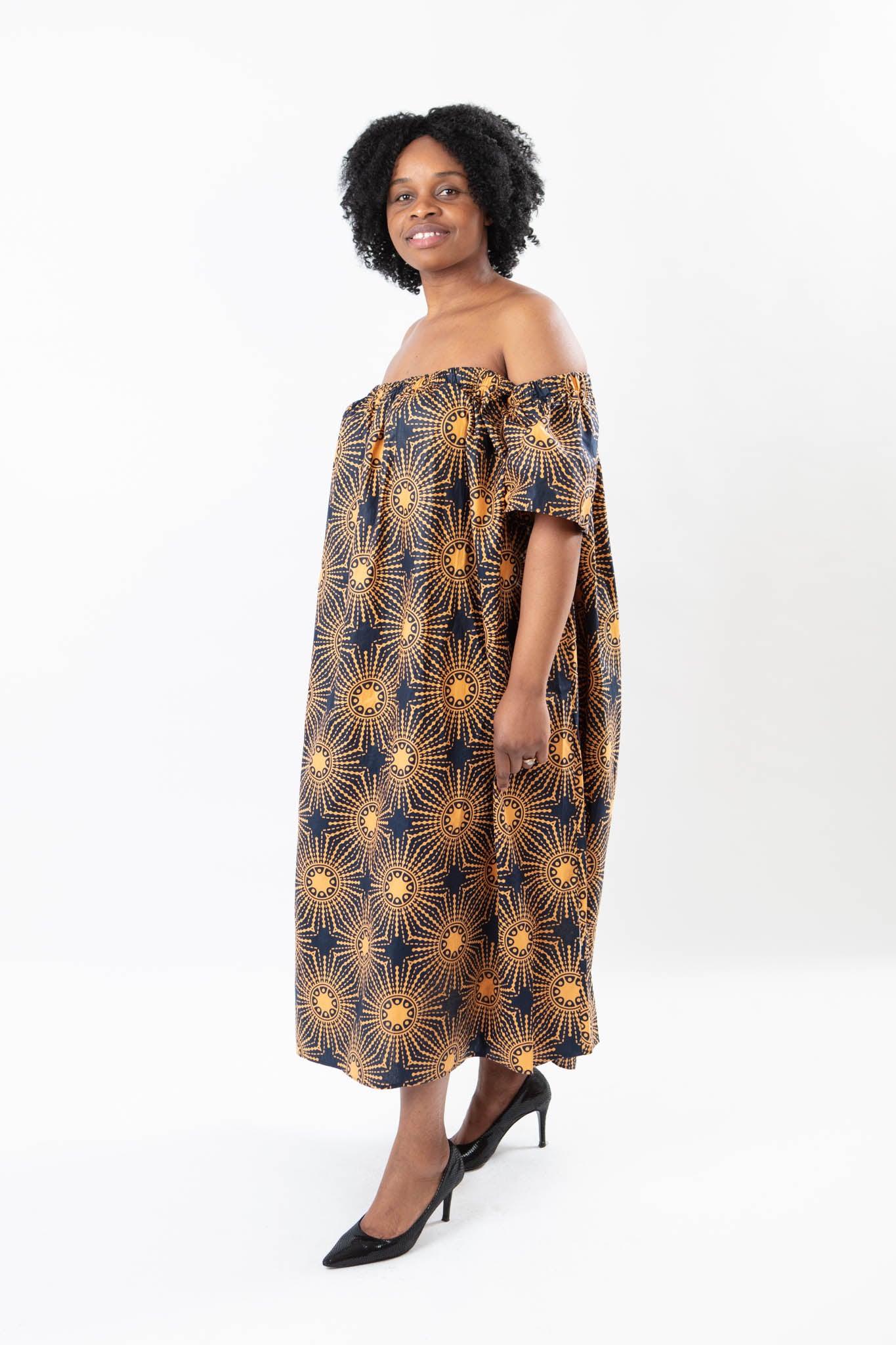 OFF-SHOULDER AFRICAN PRINT ANKARA MAXI DRESS