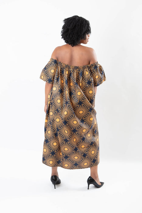 OFF-SHOULDER AFRICAN PRINT ANKARA MAXI DRESS