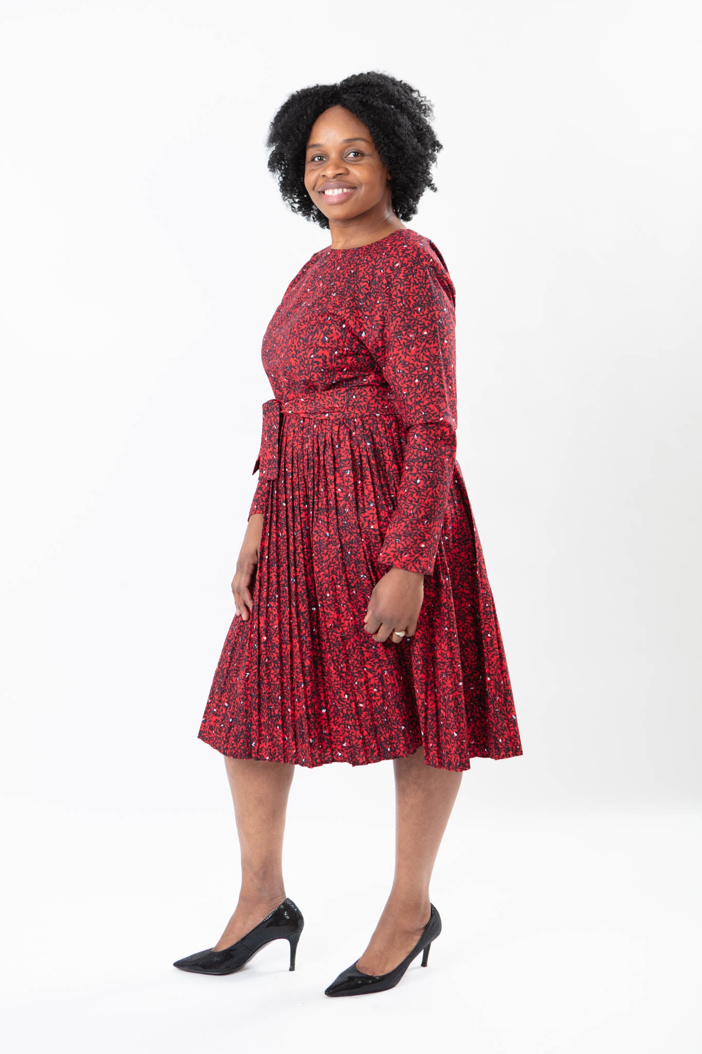 BELTED AFRICAN PRINT LADIES DRESS