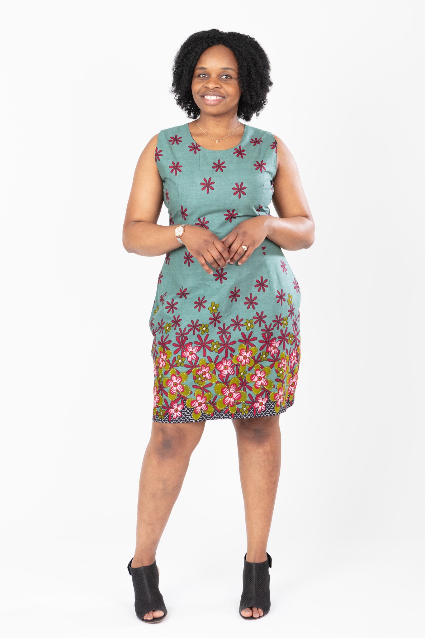 AFRICAN PRINT LADIES COLOURFUL MID ANKARA DRESS