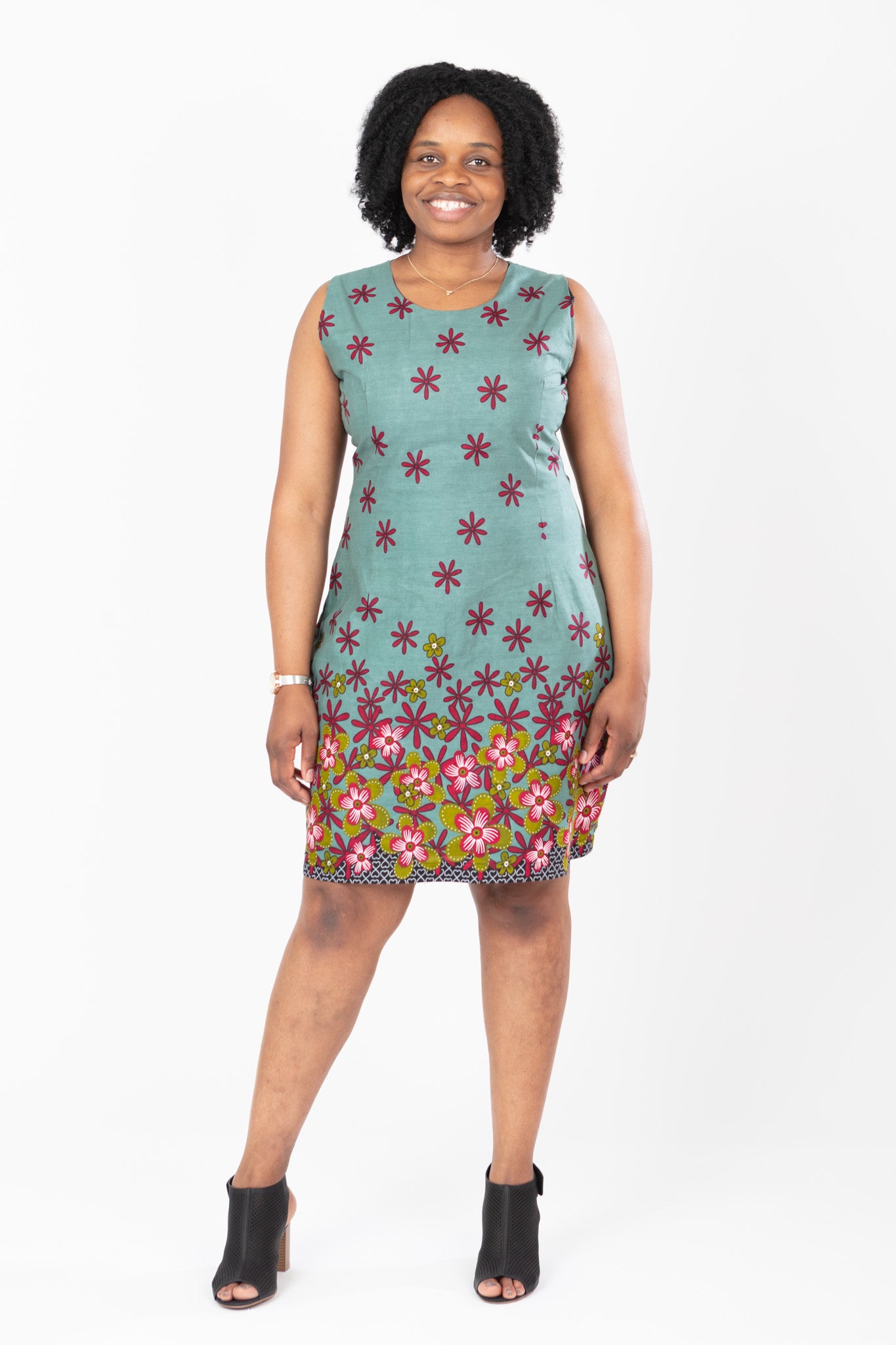 AFRICAN PRINT LADIES COLOURFUL MID ANKARA DRESS