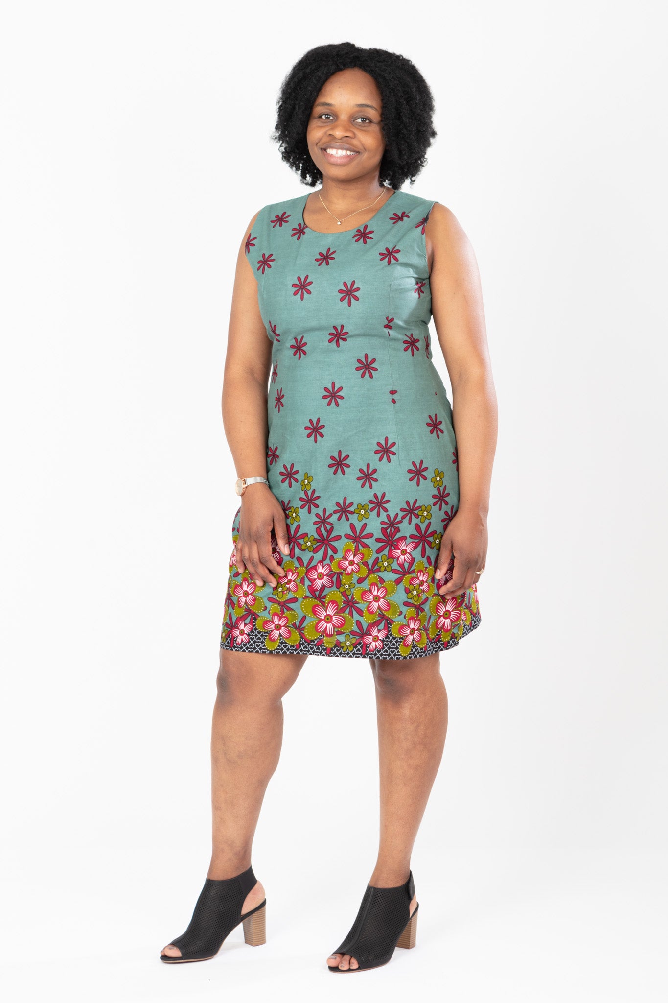 AFRICAN PRINT LADIES COLOURFUL MID ANKARA DRESS