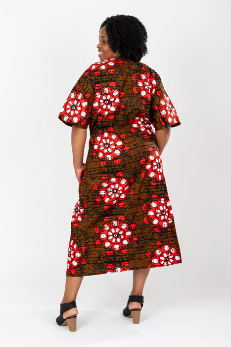 BELTED AFRICAN PRINT LADIES MAXI ANKARA DRESS