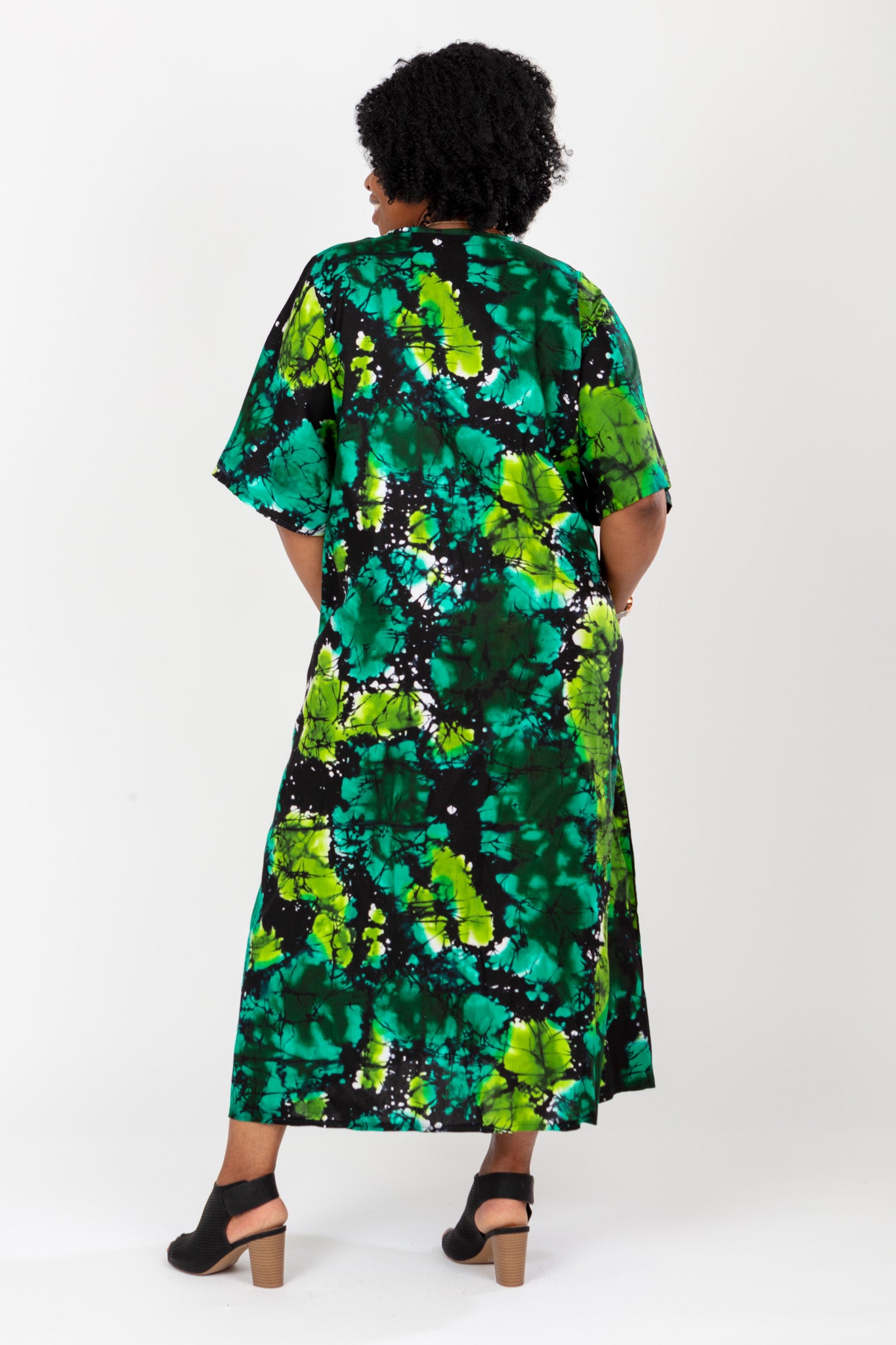 PLUS SIZE AFRICAN PRINT LADIES MAXI GREEN ANKARA DRESS