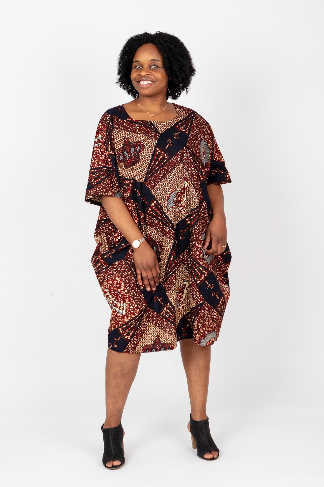 PLUS SIZE ANKARA AFRICAN PRINT MID DRESS