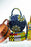 HANDMADE AFRICAN PRINT CIRCLE BAG BLUE, GOLD & WHITE BAG